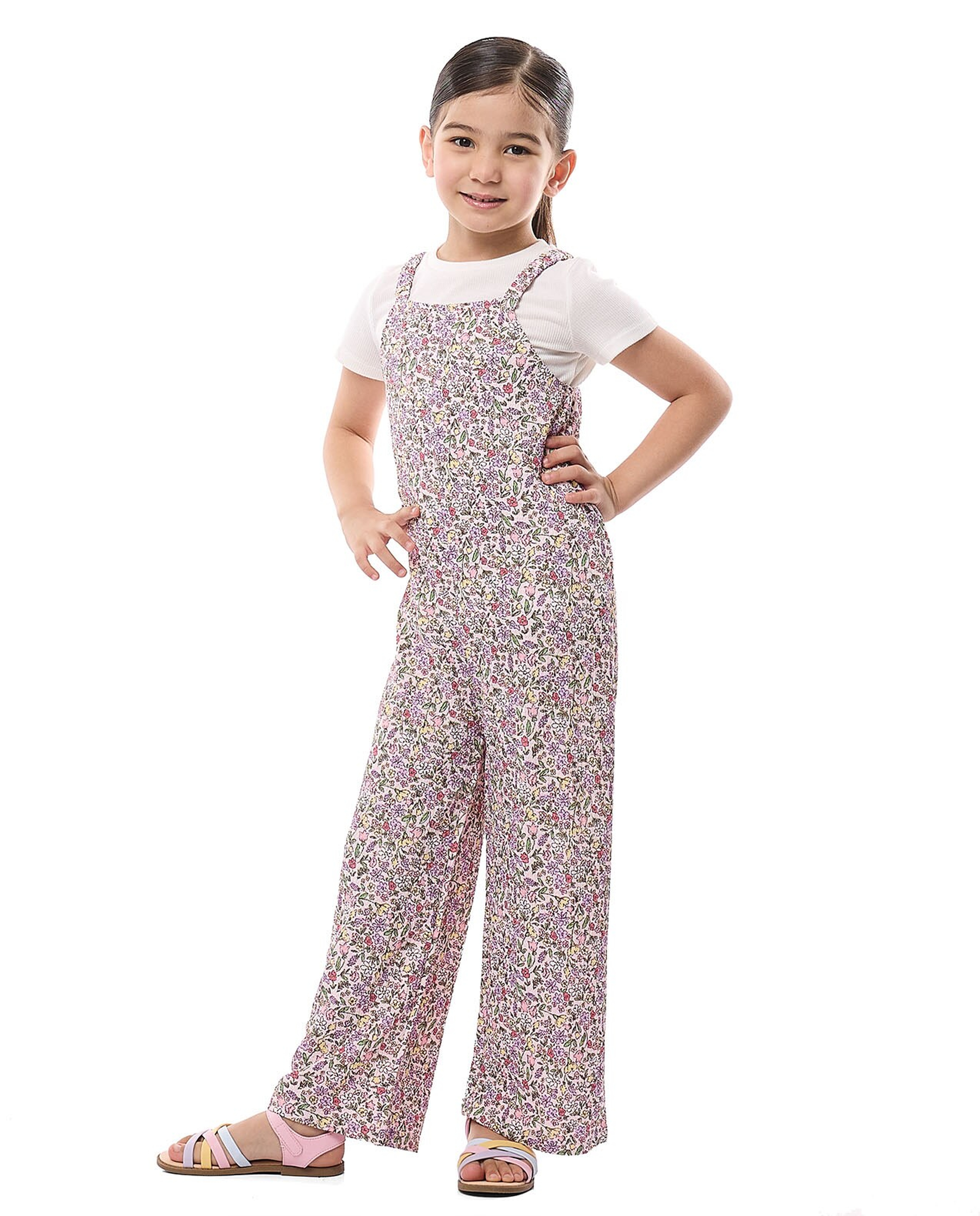 Floral Printed Knit Dungarees