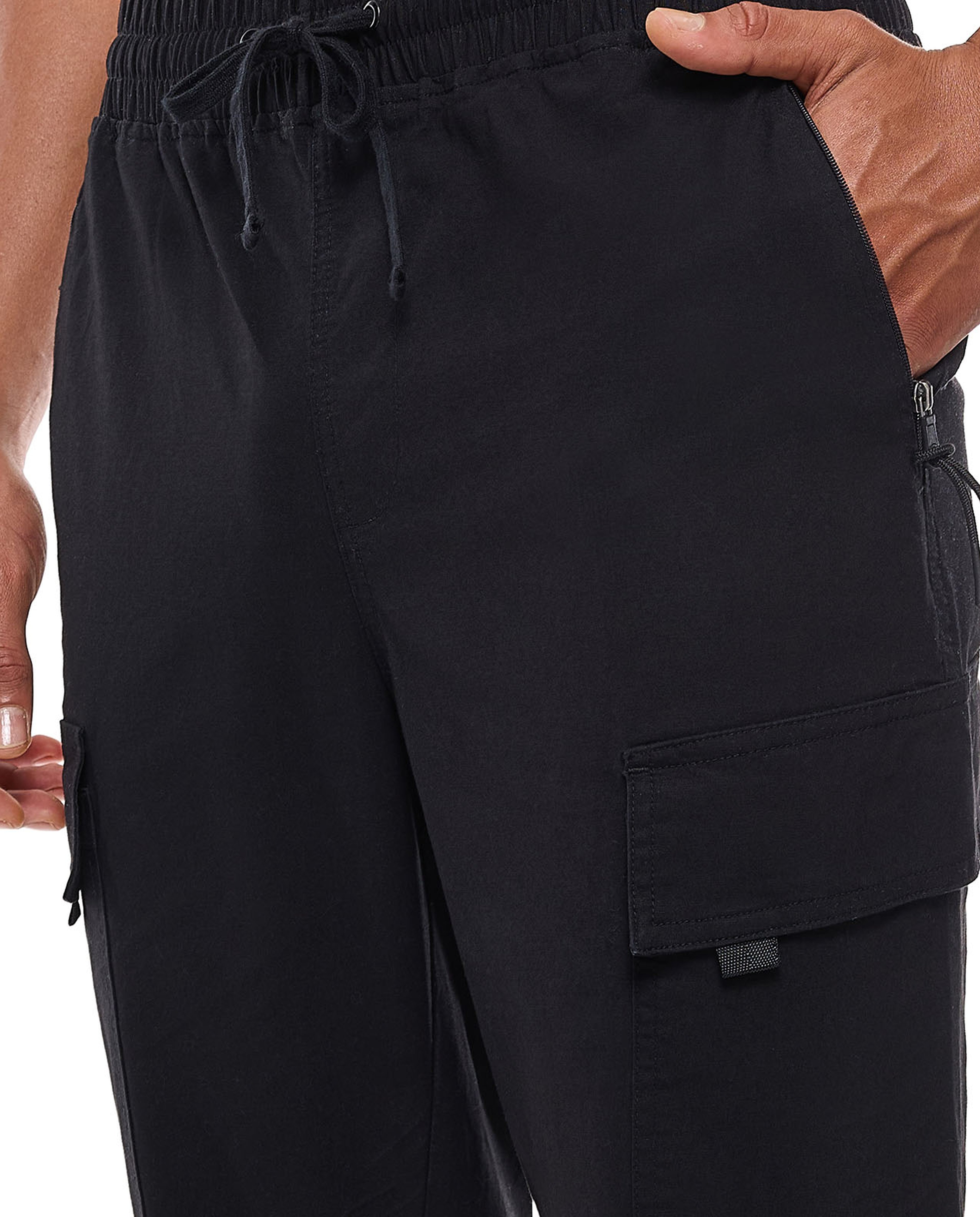 Solid Cargo Jogger Pants with Drawstring Closure