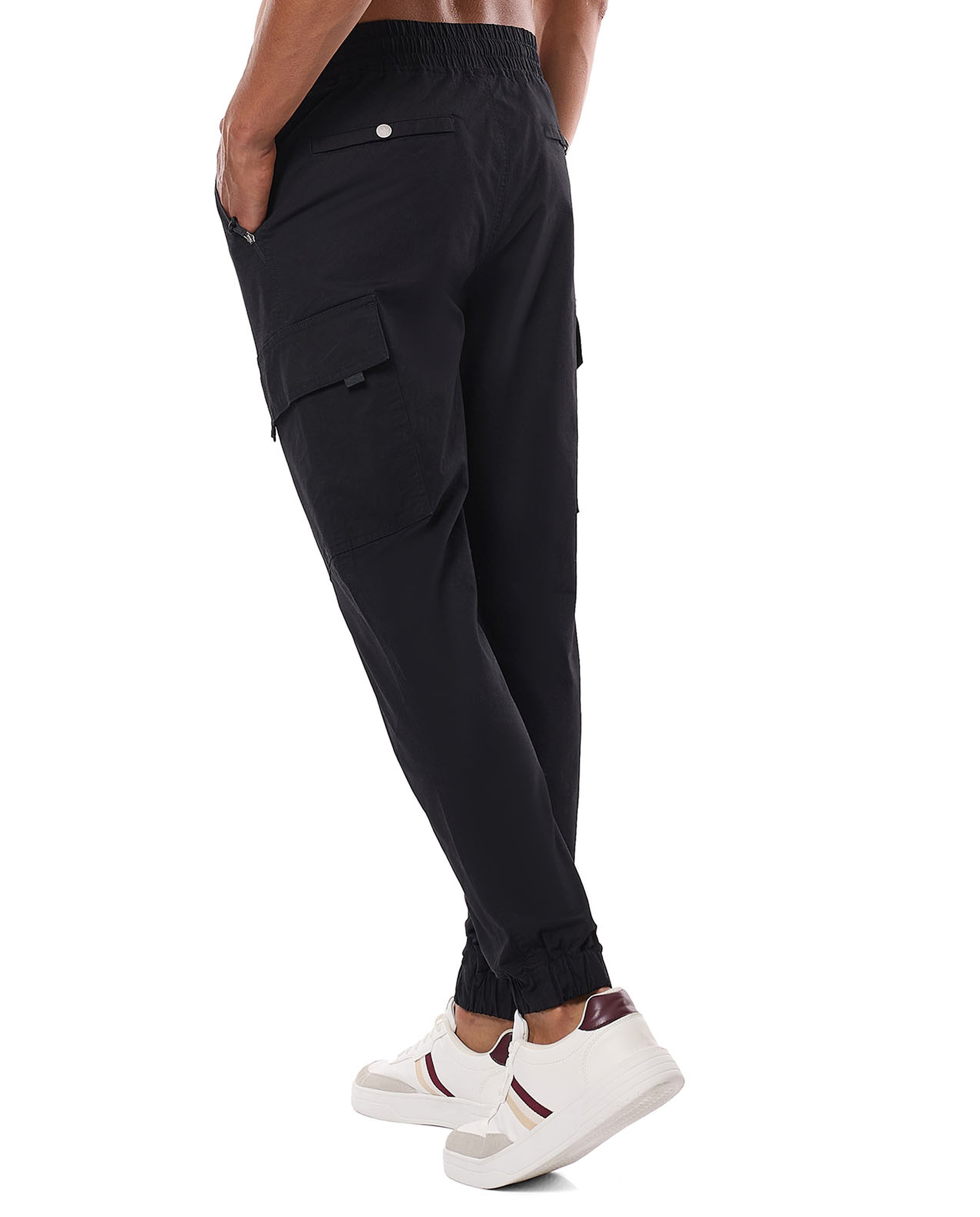 Solid Cargo Jogger Pants with Drawstring Closure