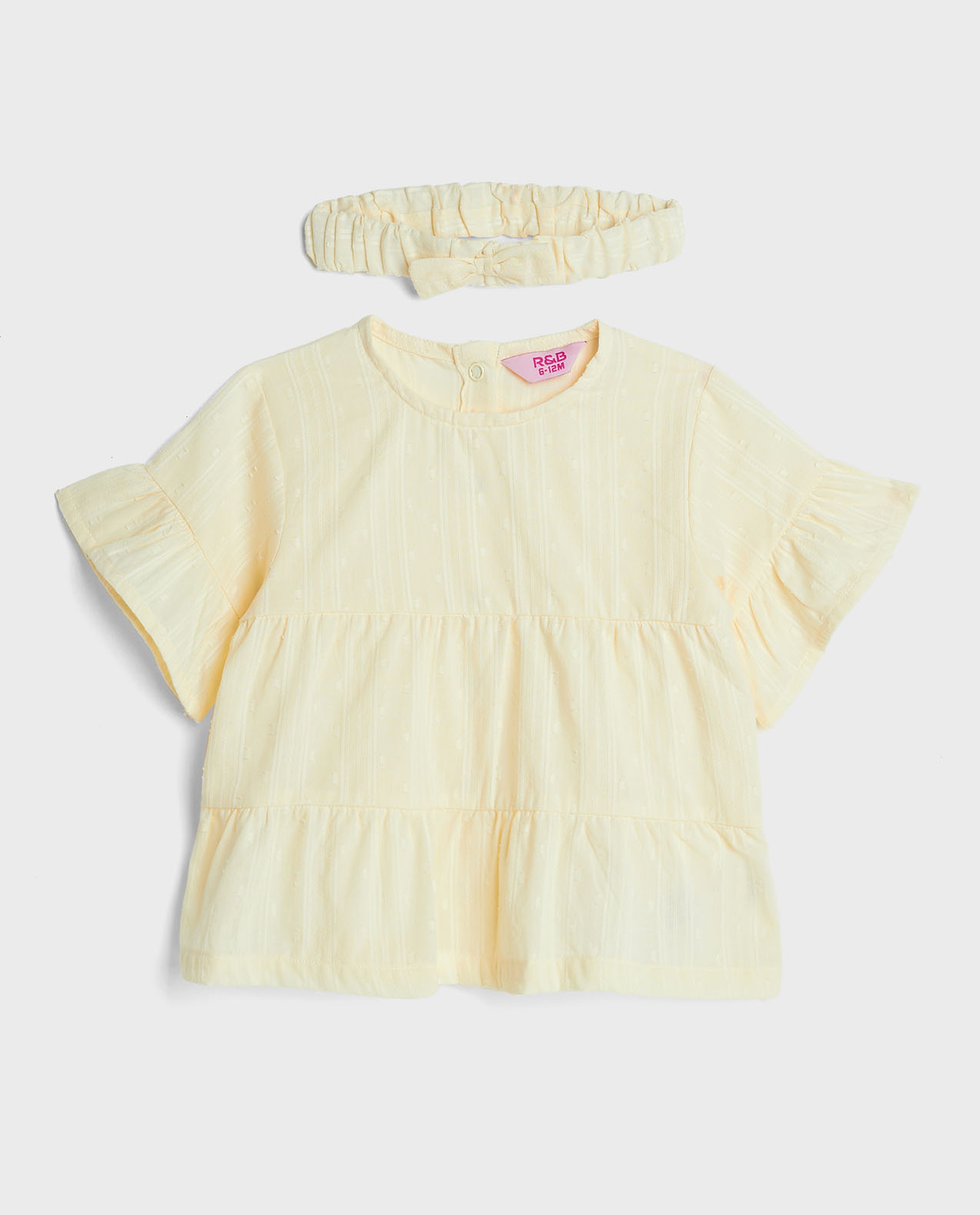 Self Patterned Dress with Headband Set