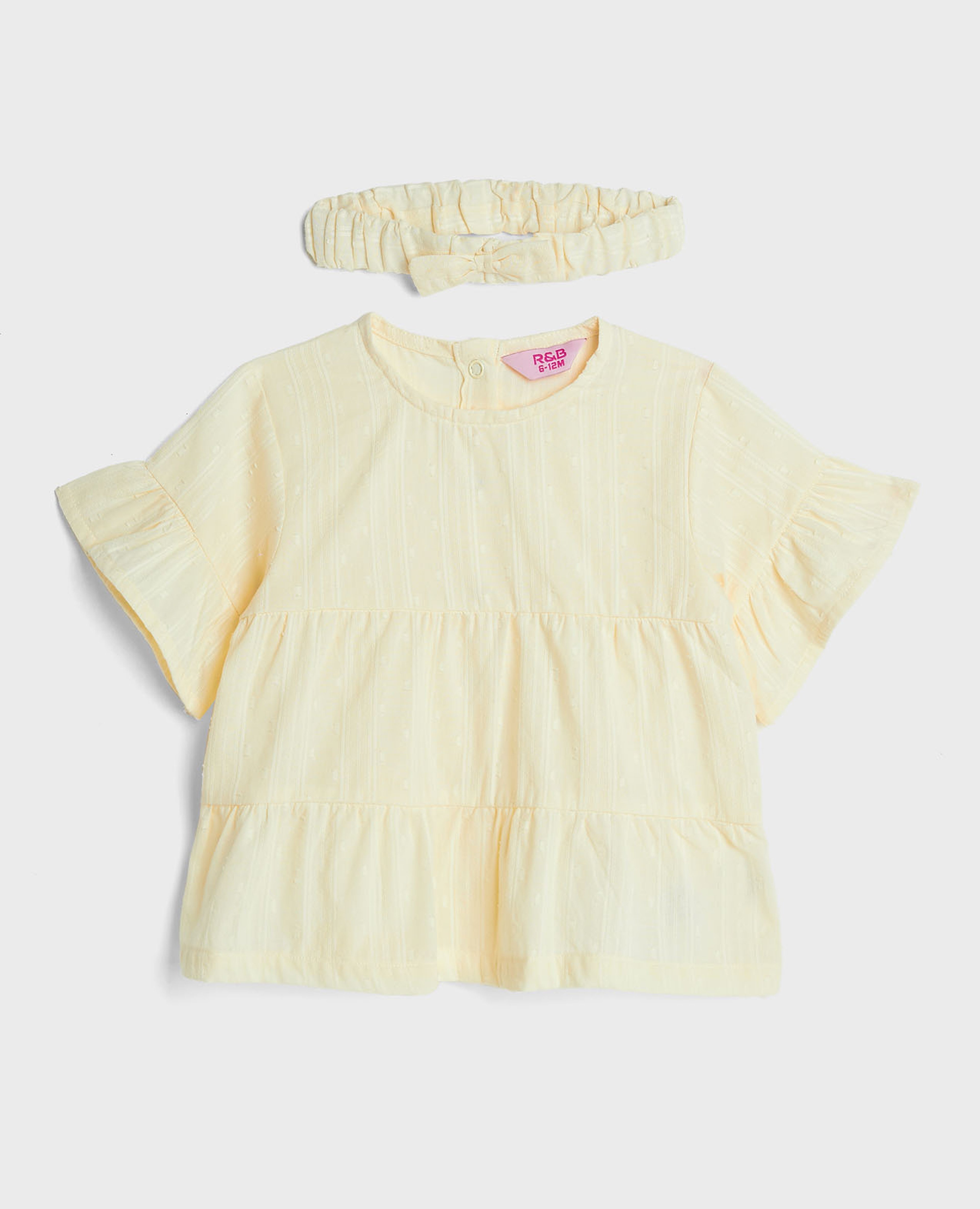 فستان منقوش مع طوق للرأس