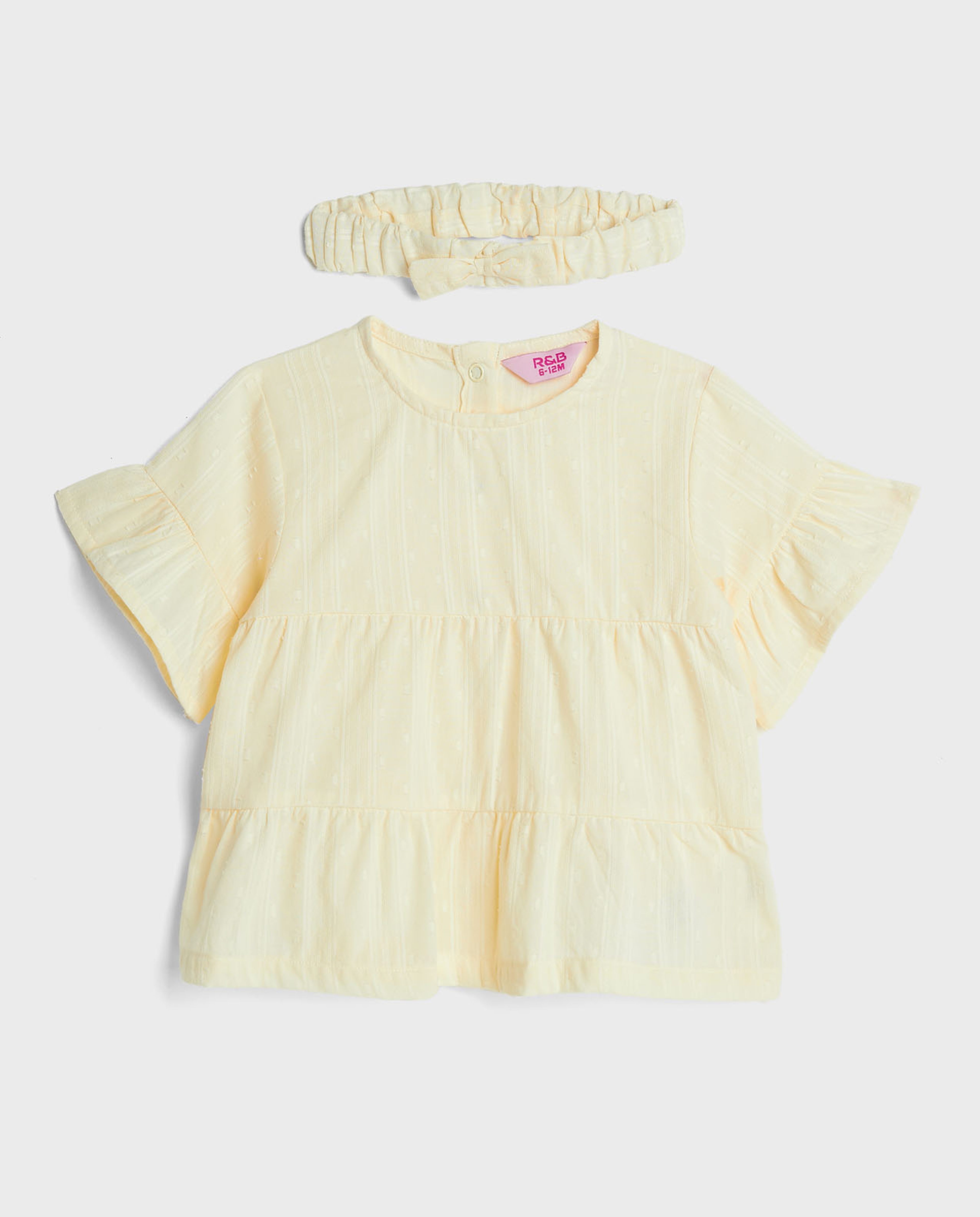 Self Patterned Dress with Headband Set