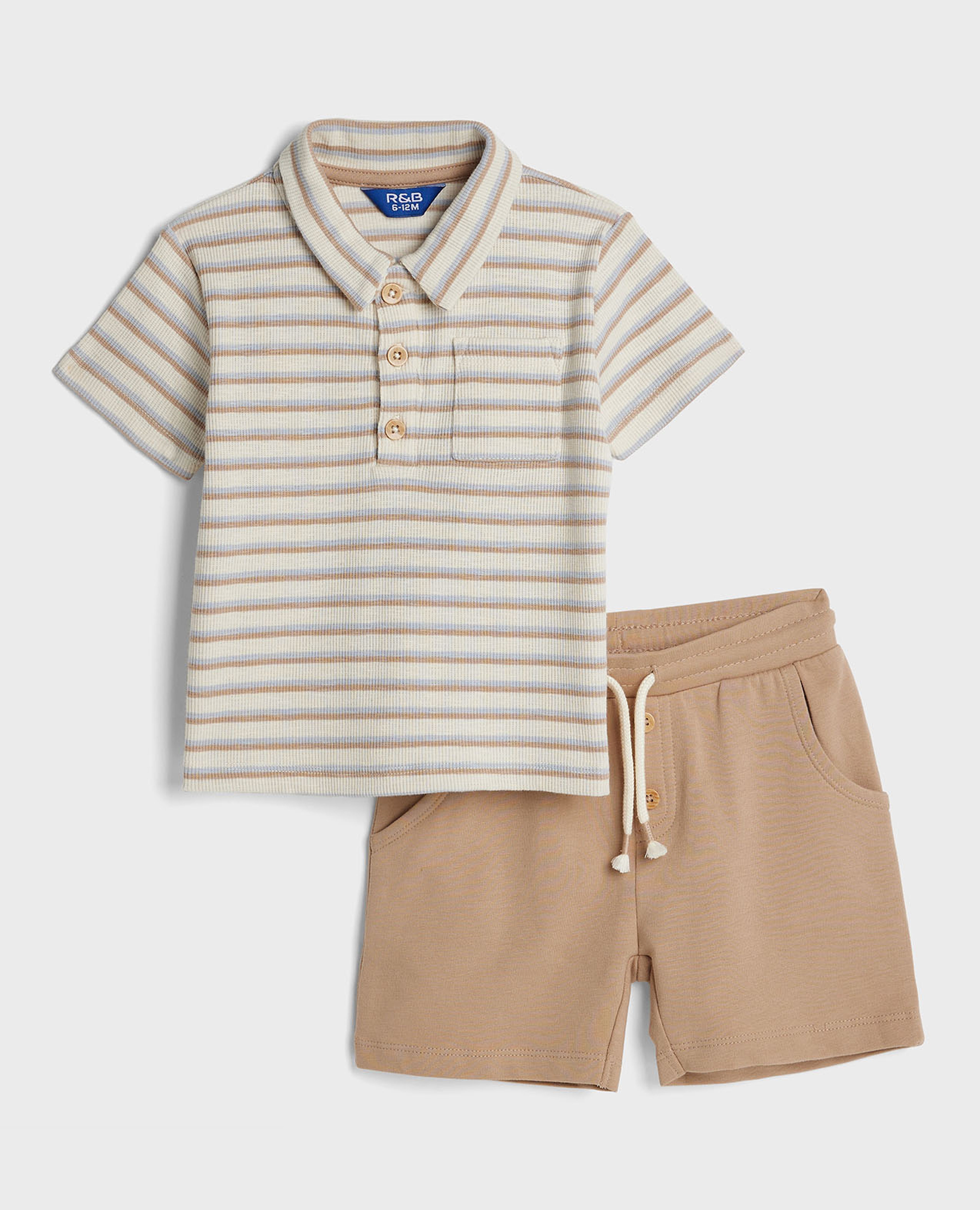 Striped Polo T-Shirt and Shorts Set