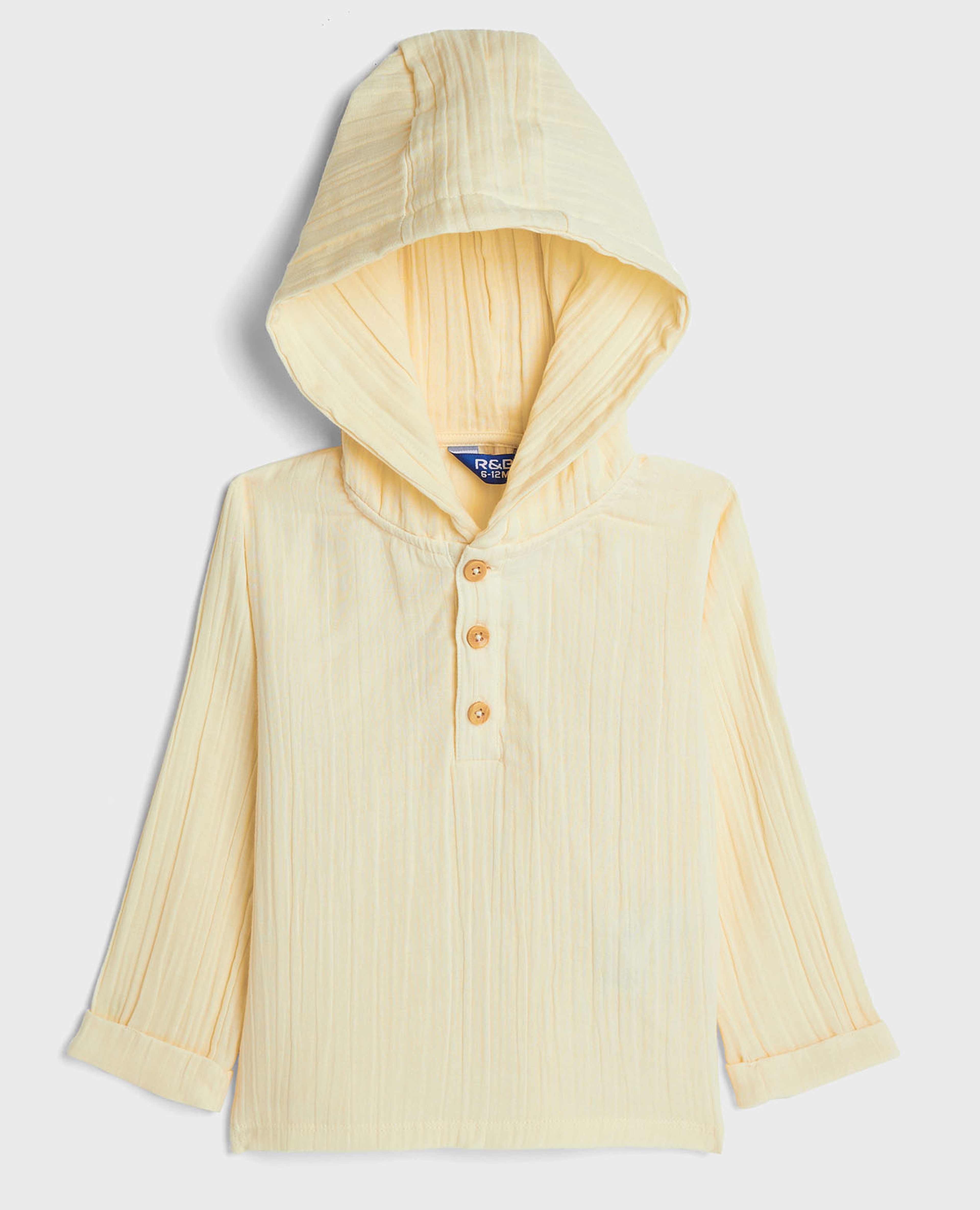 Textured Hooded Shirt with Long Sleeves