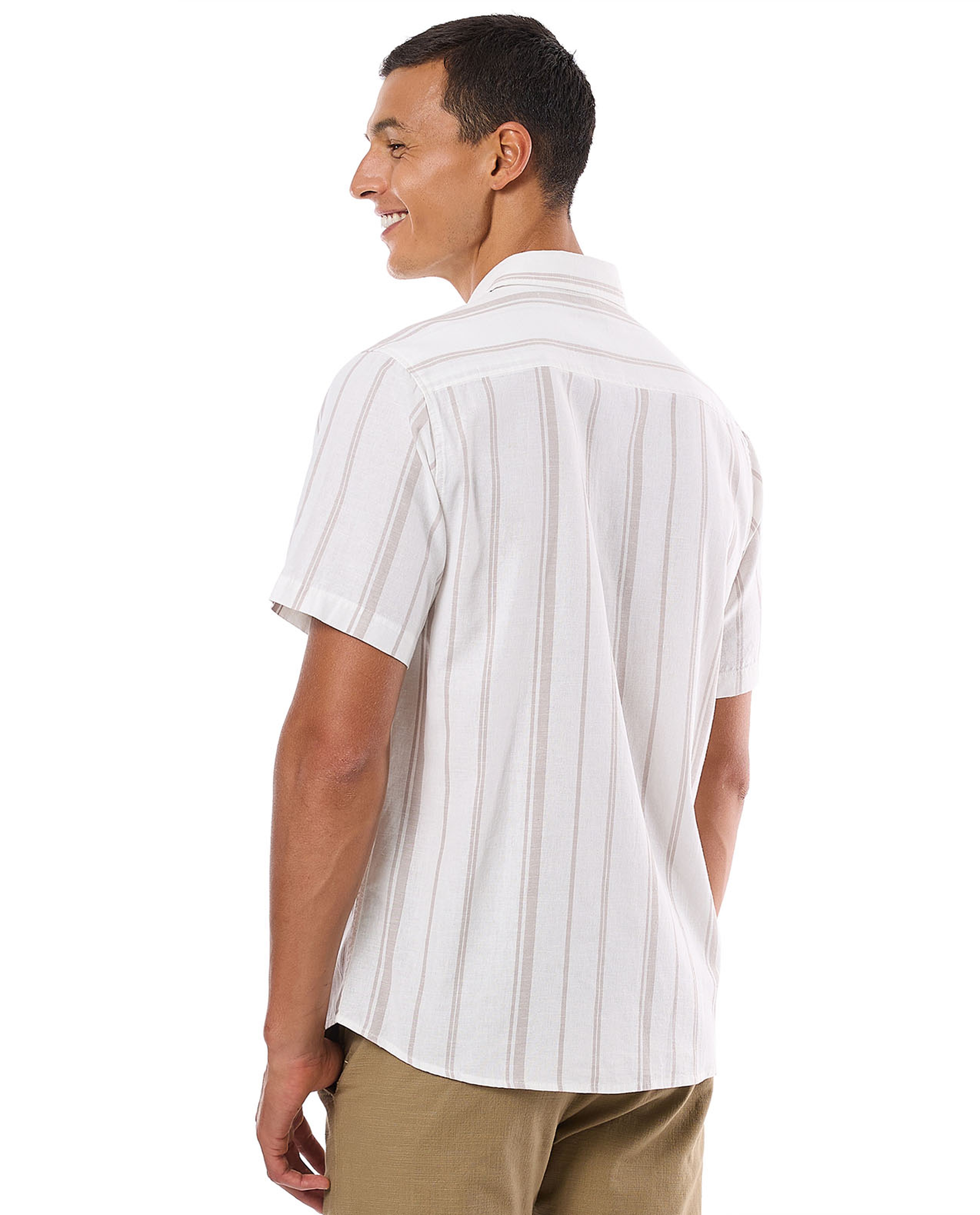 Striped Shirt with Classic Collar and Short Sleeves