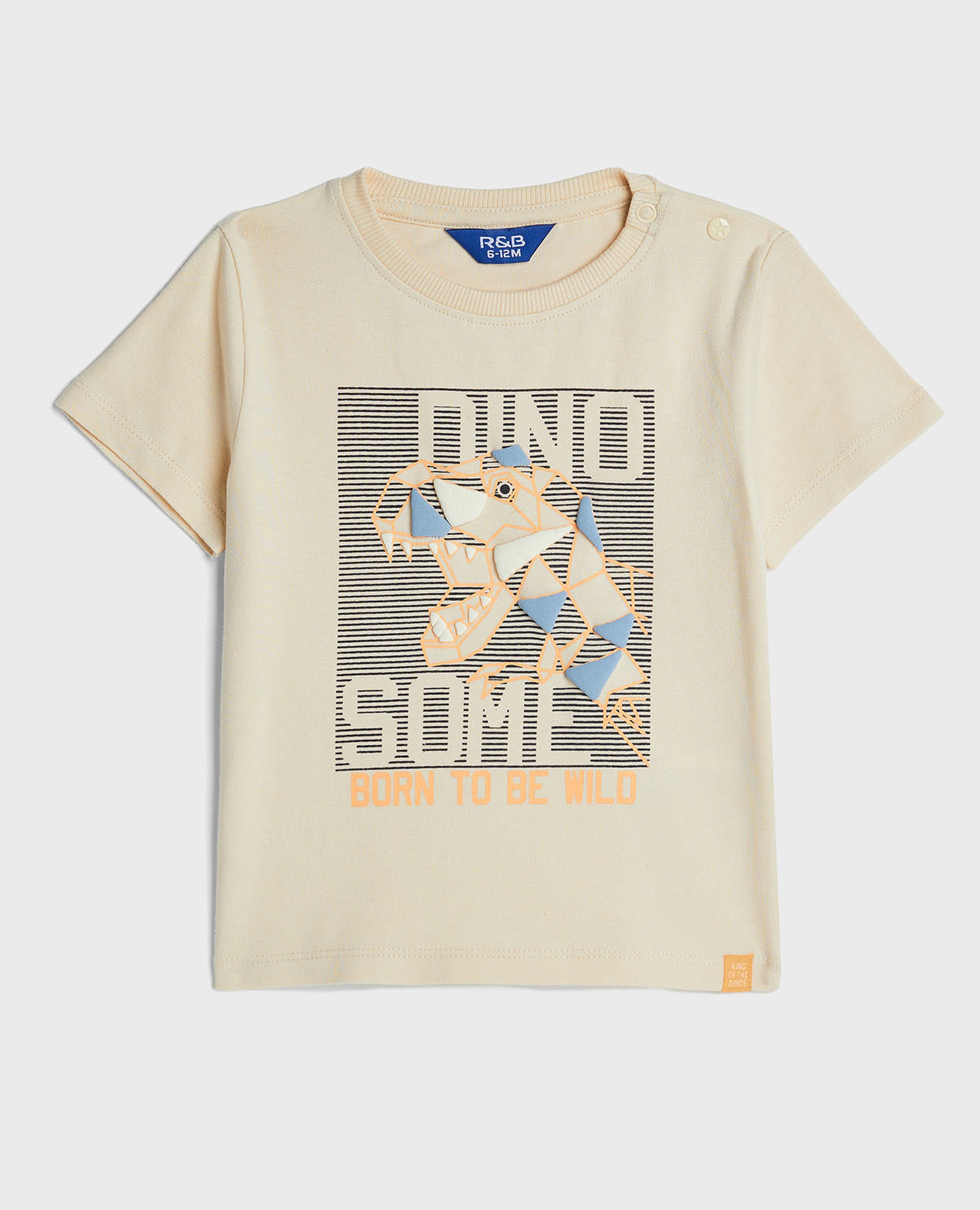 تيشيرت بياقة مستديرة وأكمام قصيرة وطبعة