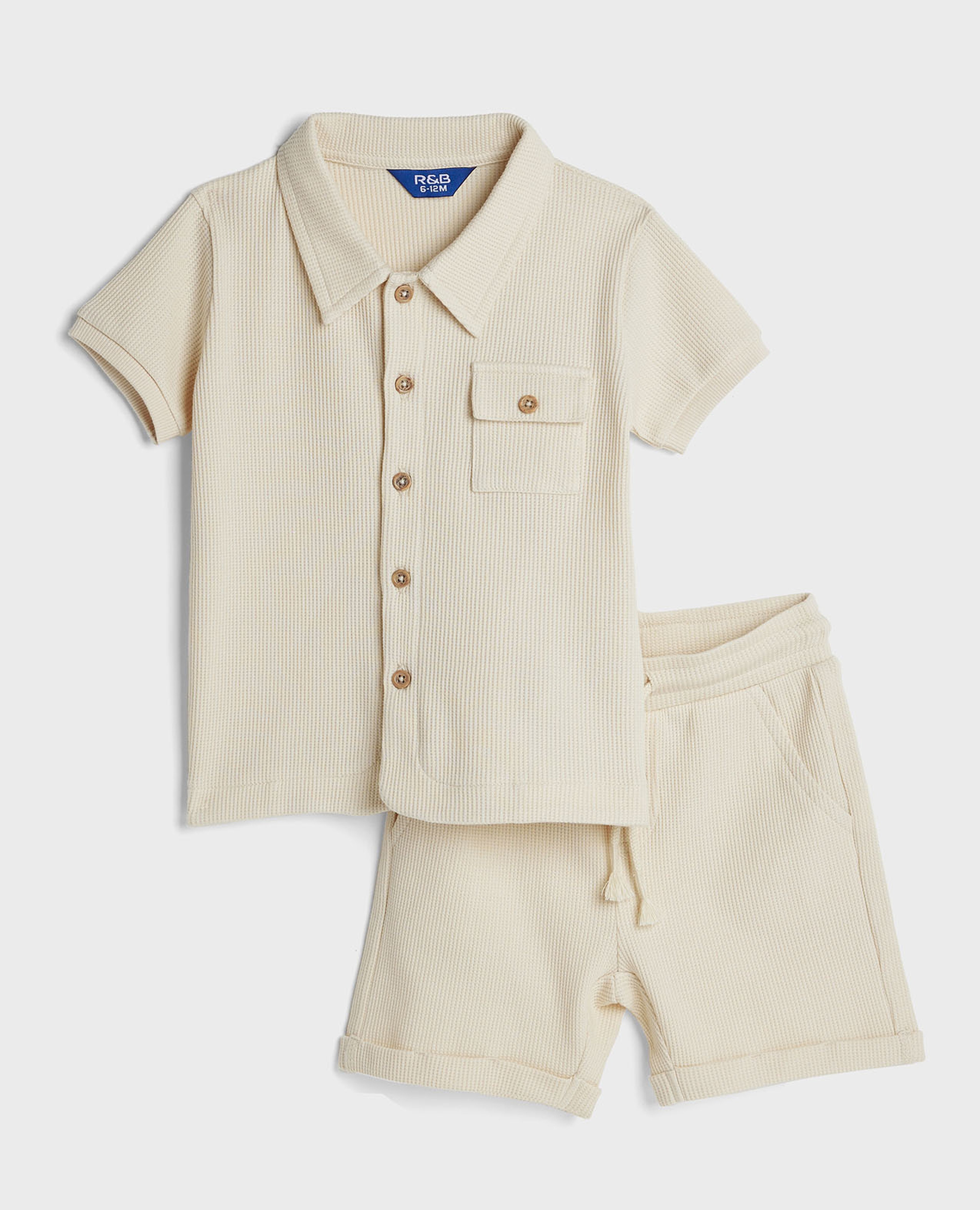 Textured Shirt and Shorts Set