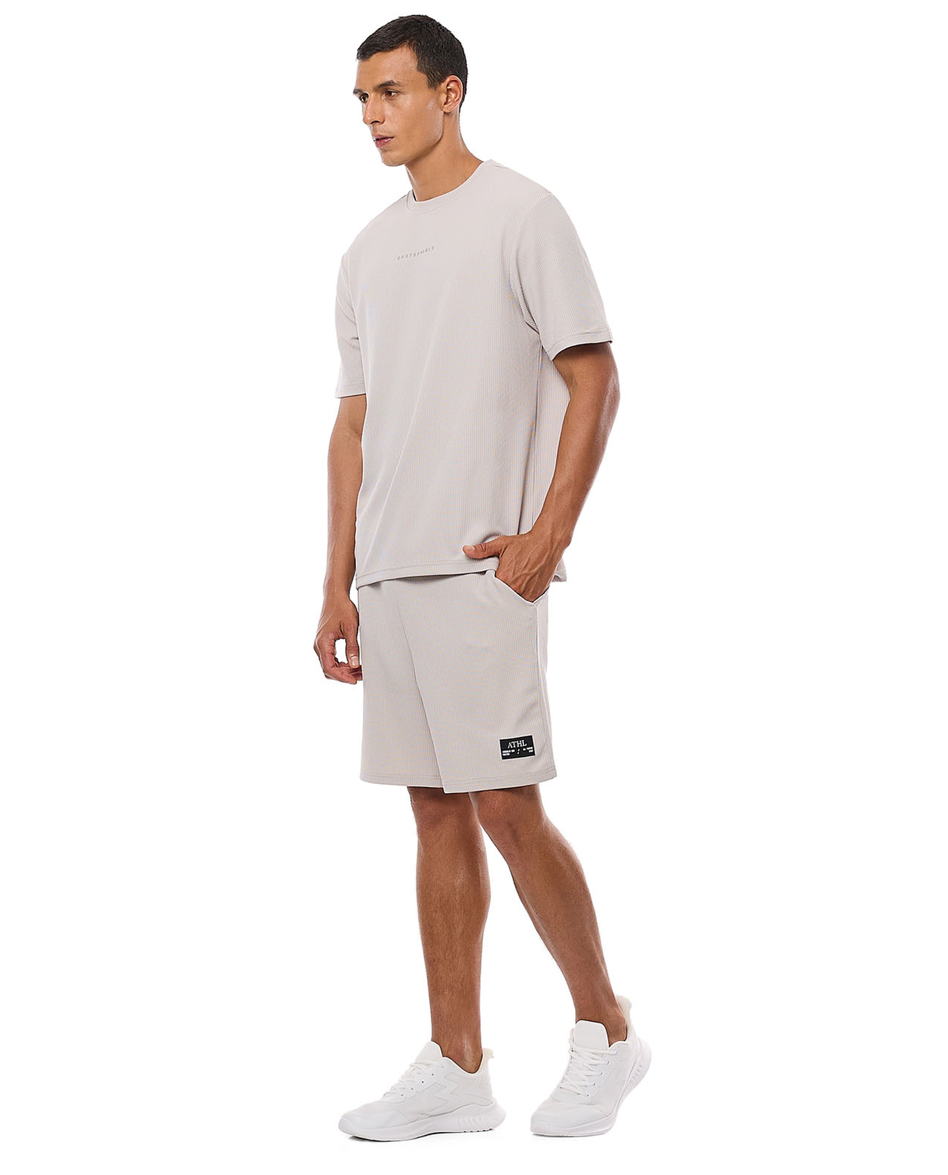 Textured Shorts with Drawstring Closure