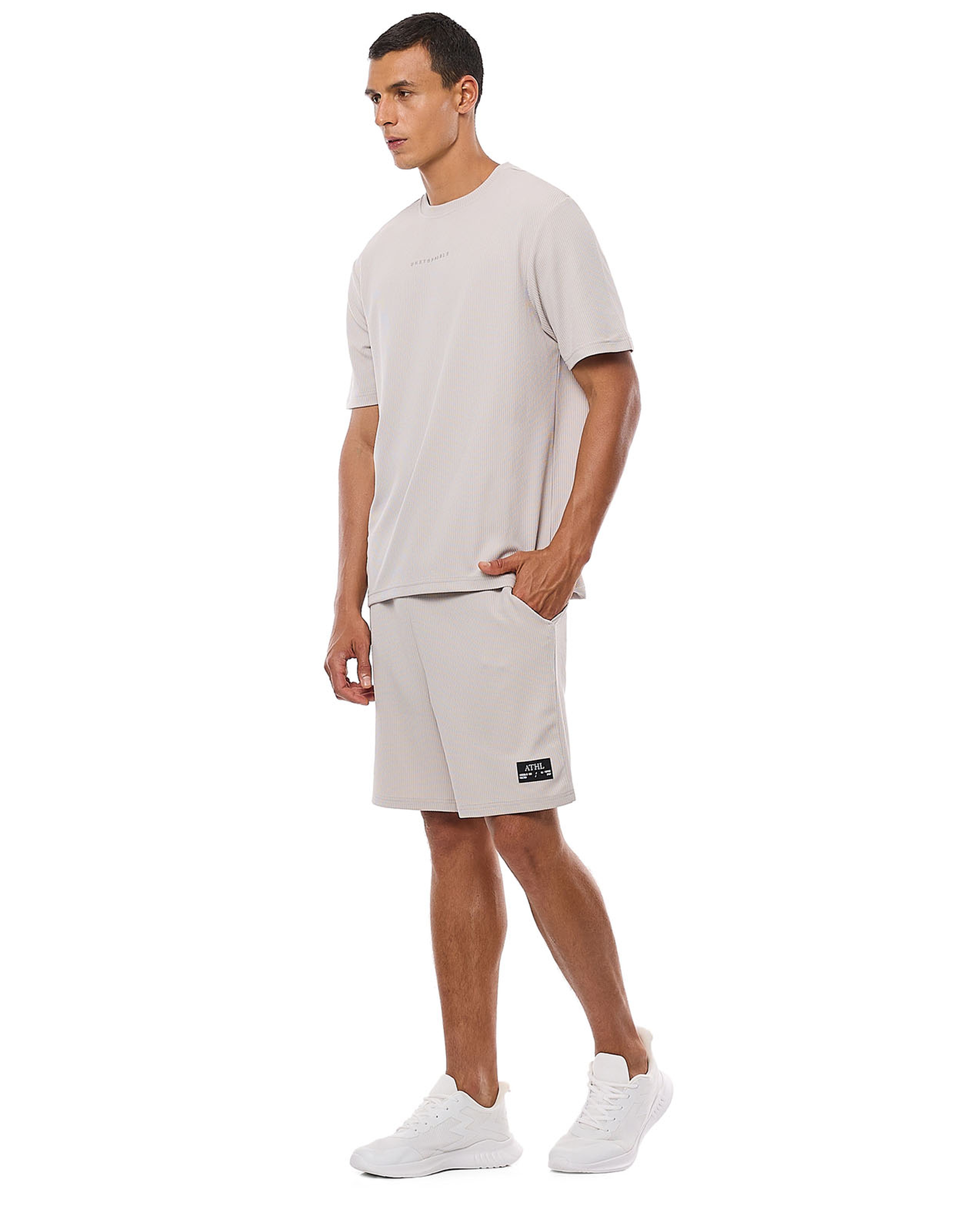 Textured Shorts with Drawstring Closure