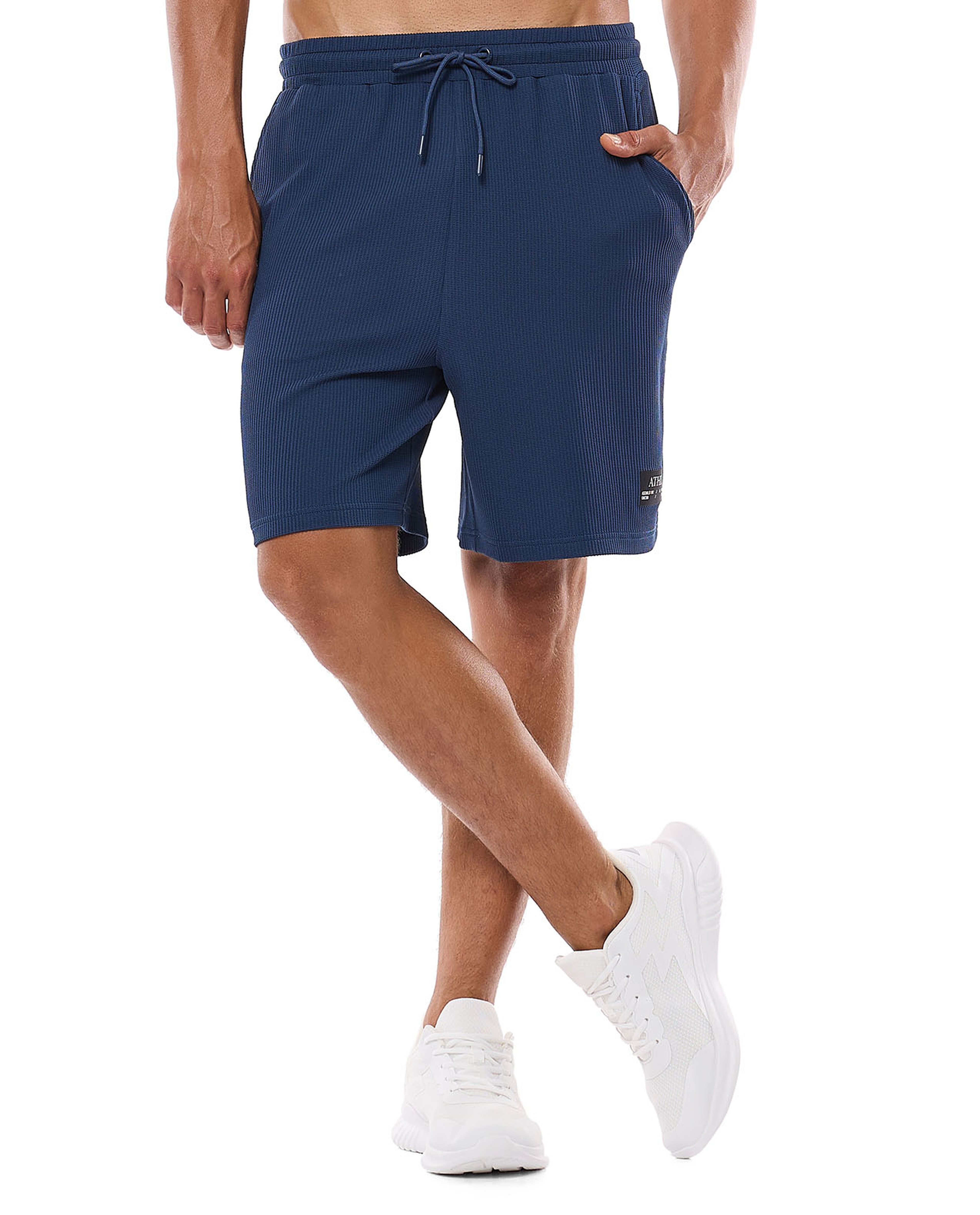 Textured Shorts with Drawstring Closure