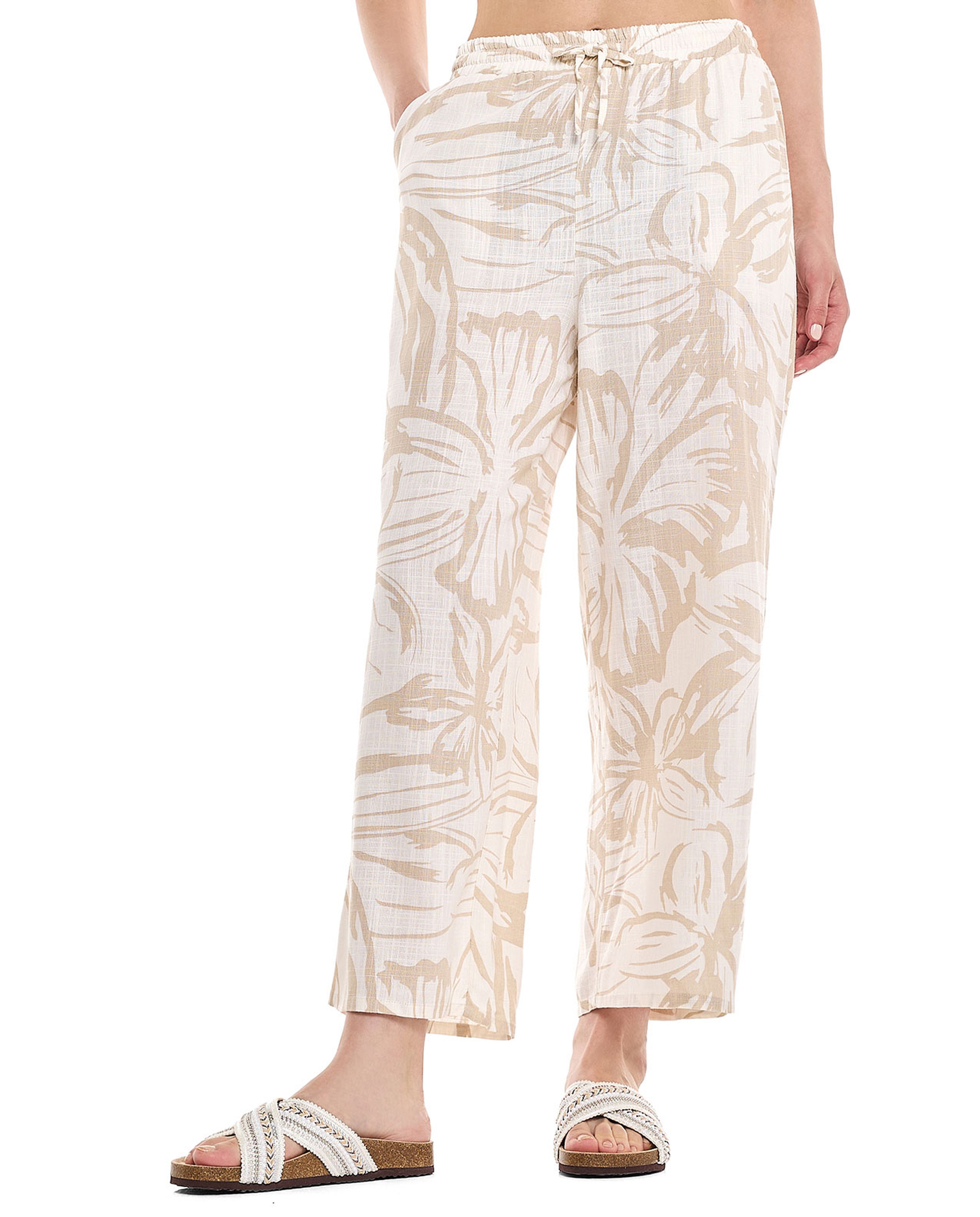 Printed Wide Leg Pants with Drawstring Closure