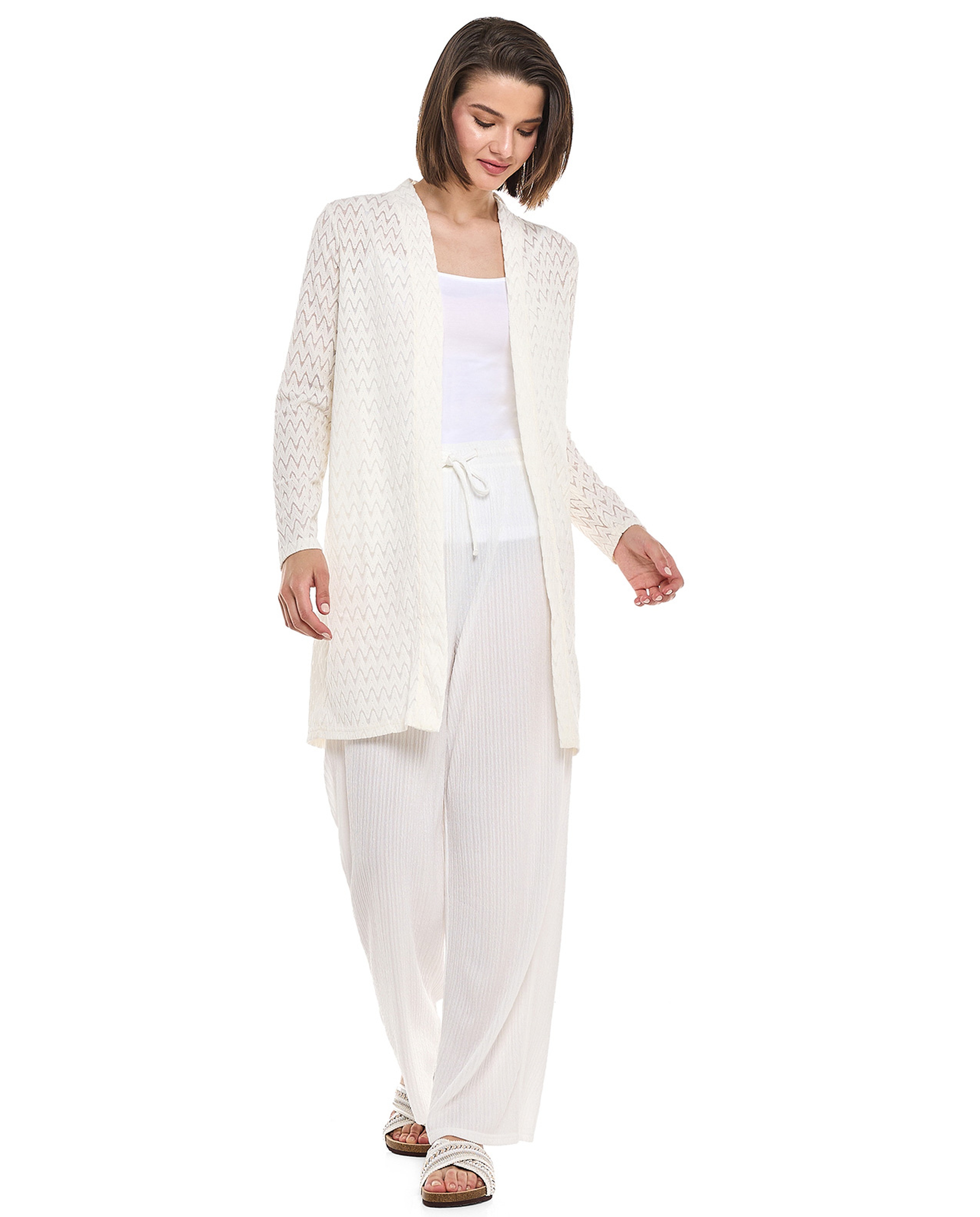 Self Patterned Long Sleeves Kimono