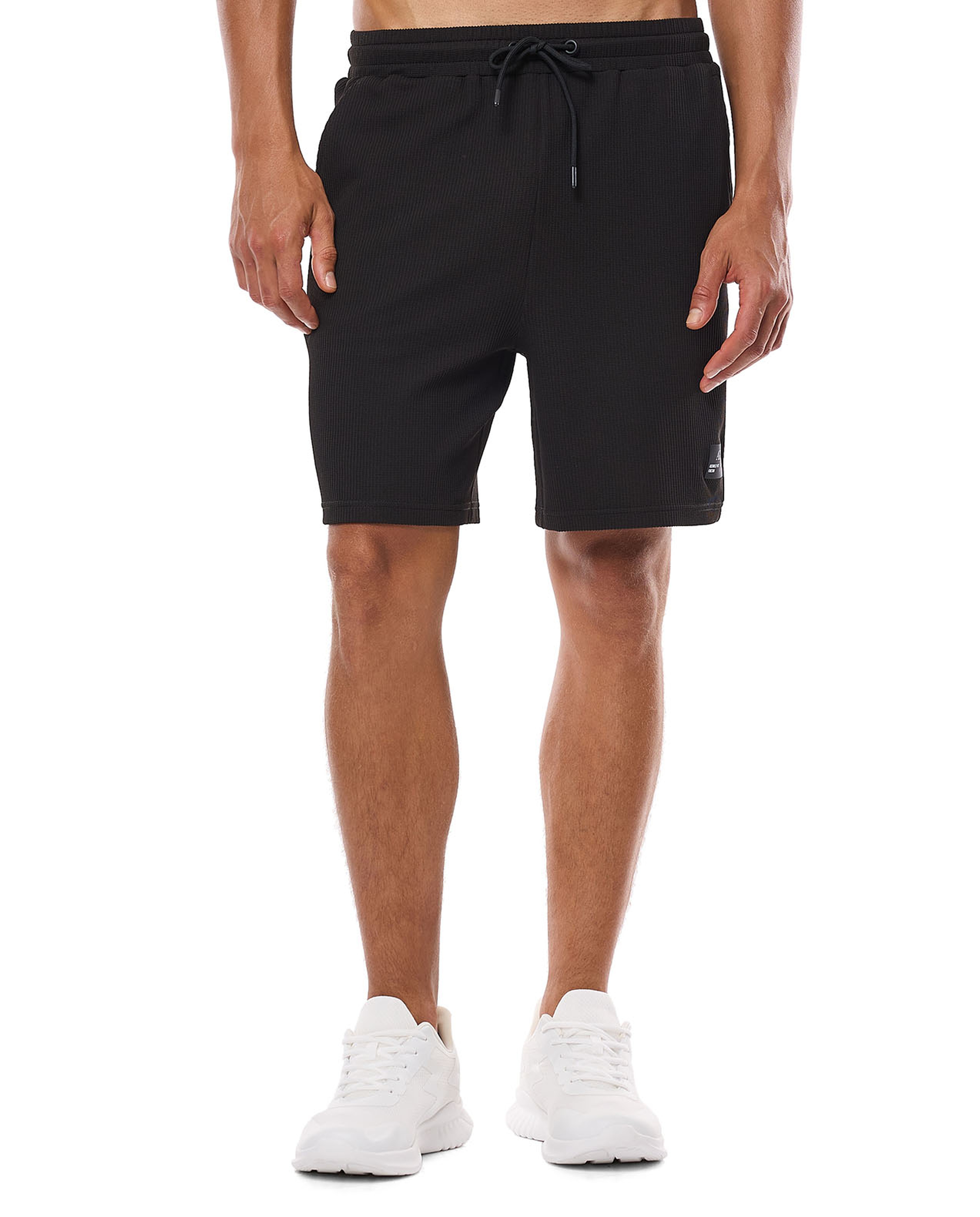 Textured Shorts with Drawstring Closure