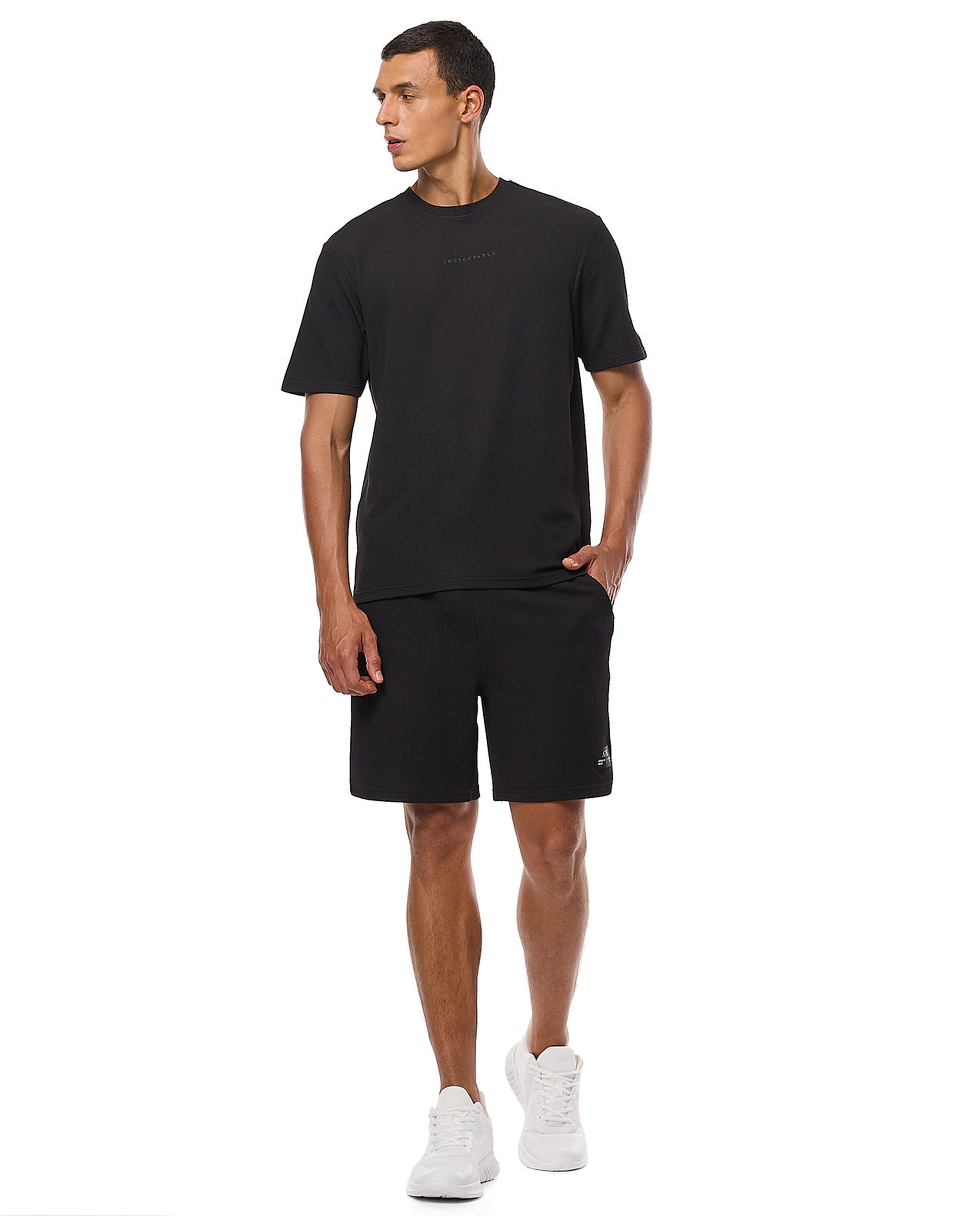 Textured Shorts with Drawstring Closure