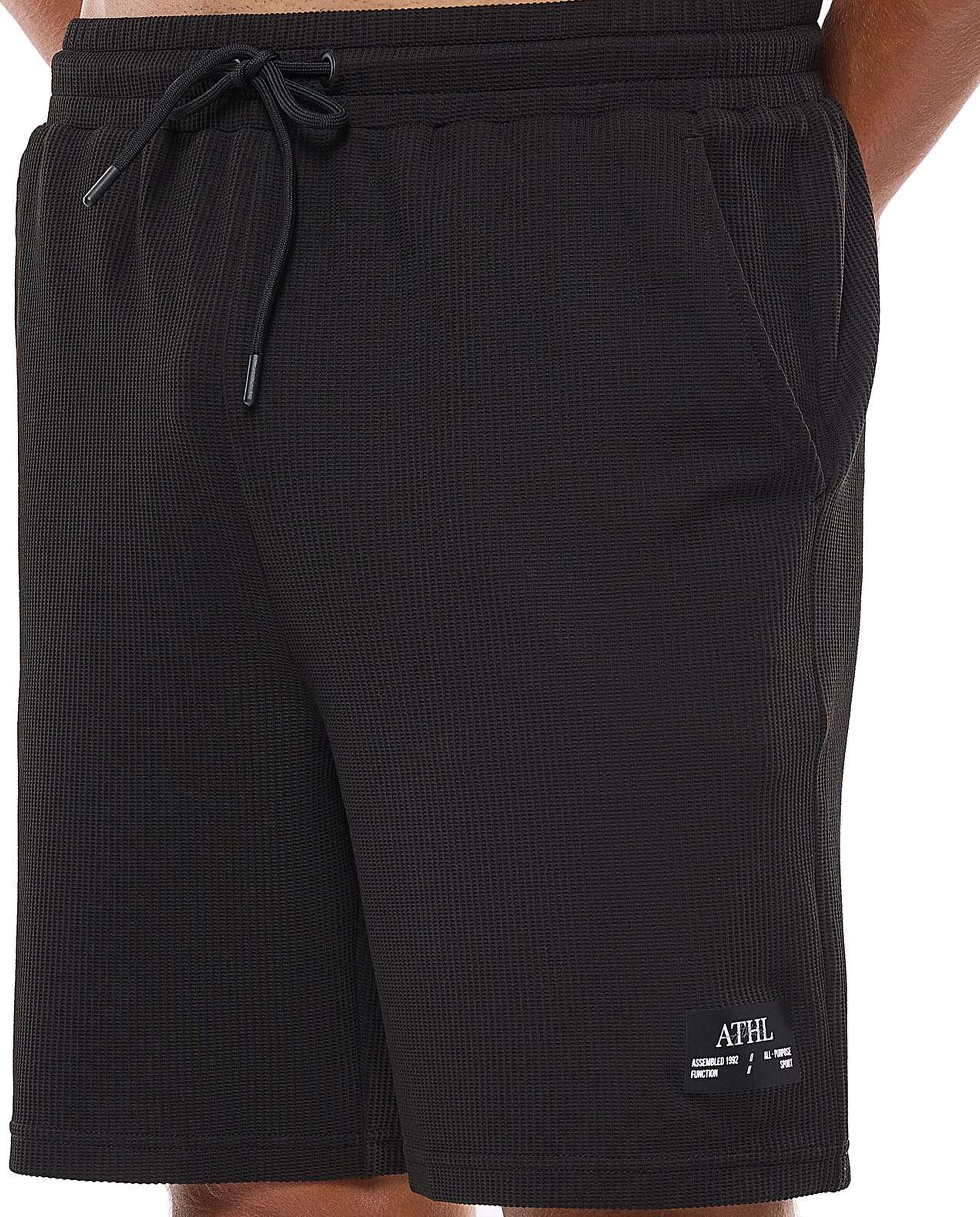 Textured Shorts with Drawstring Closure