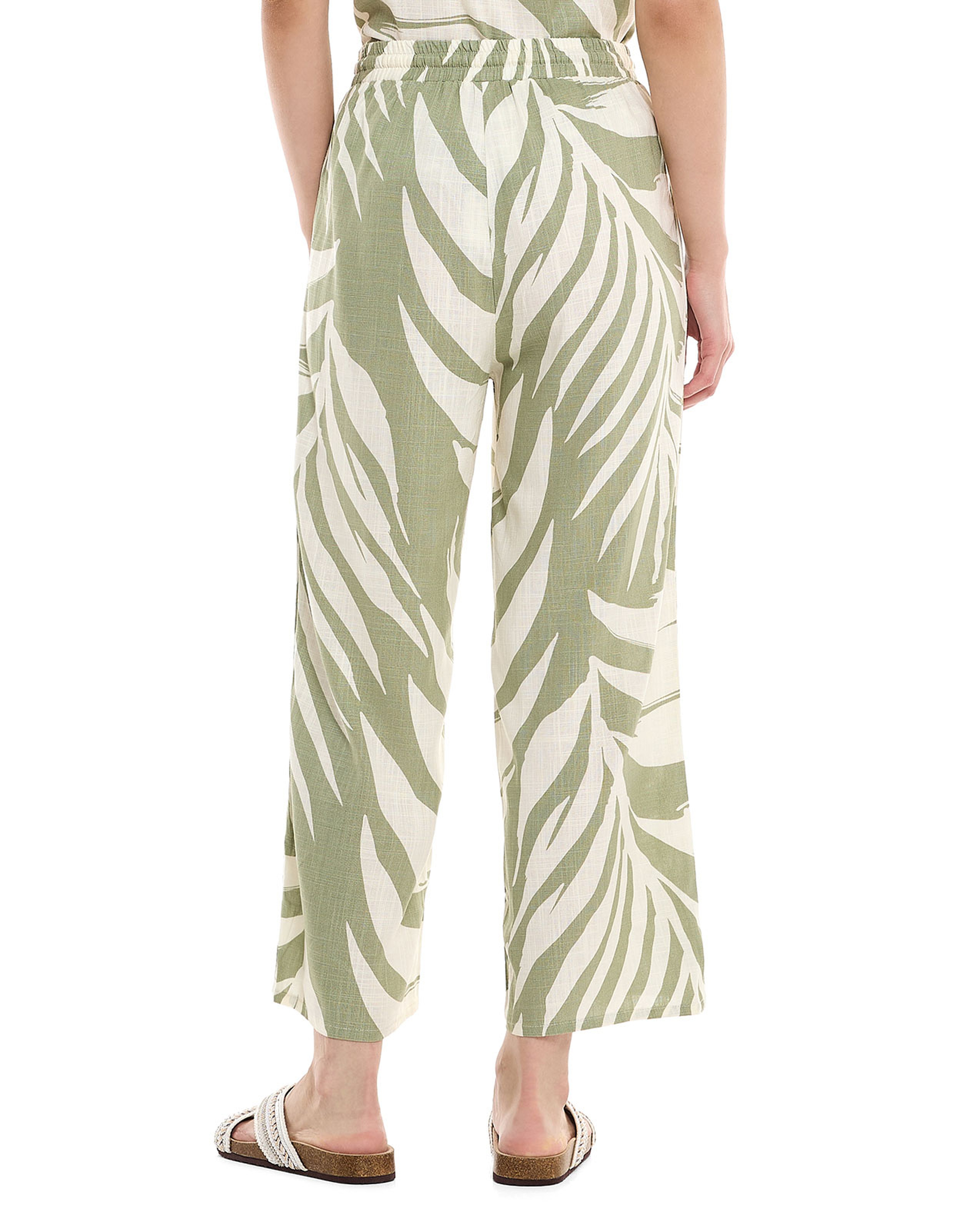 Printed Wide Leg Pants with Drawstring Closure
