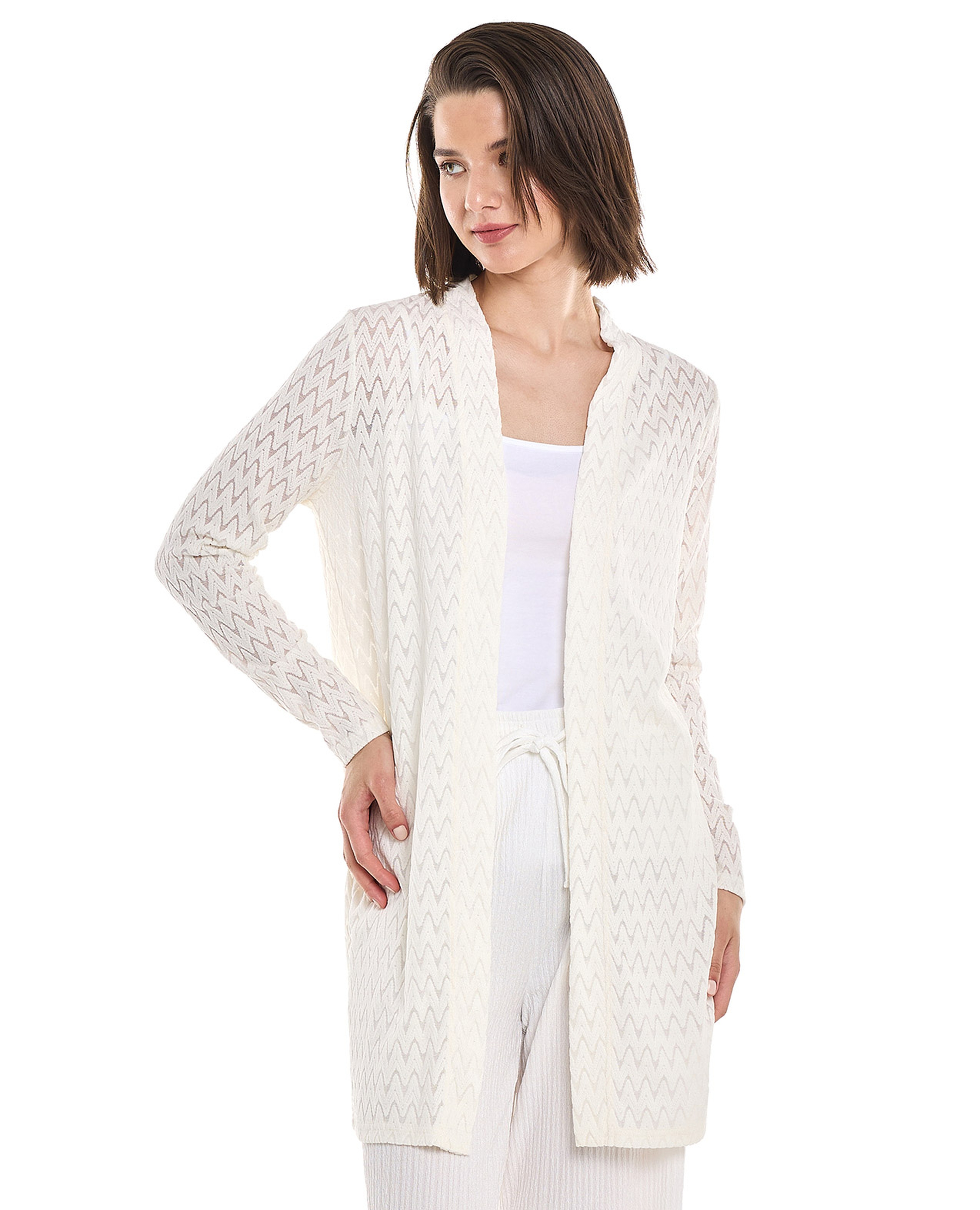 كيمونو منقوش بأكمام طويلة