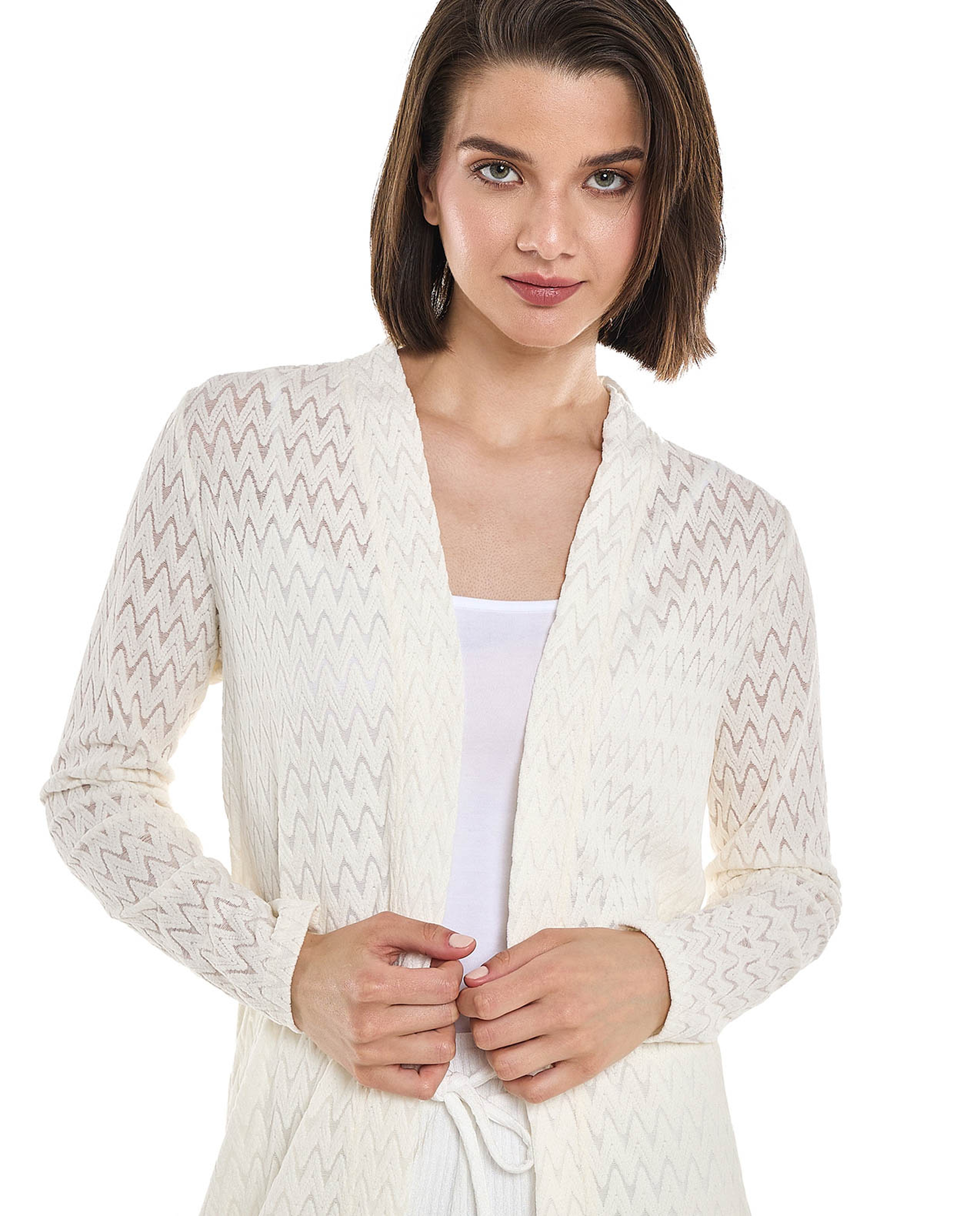 Self Patterned Long Sleeves Kimono