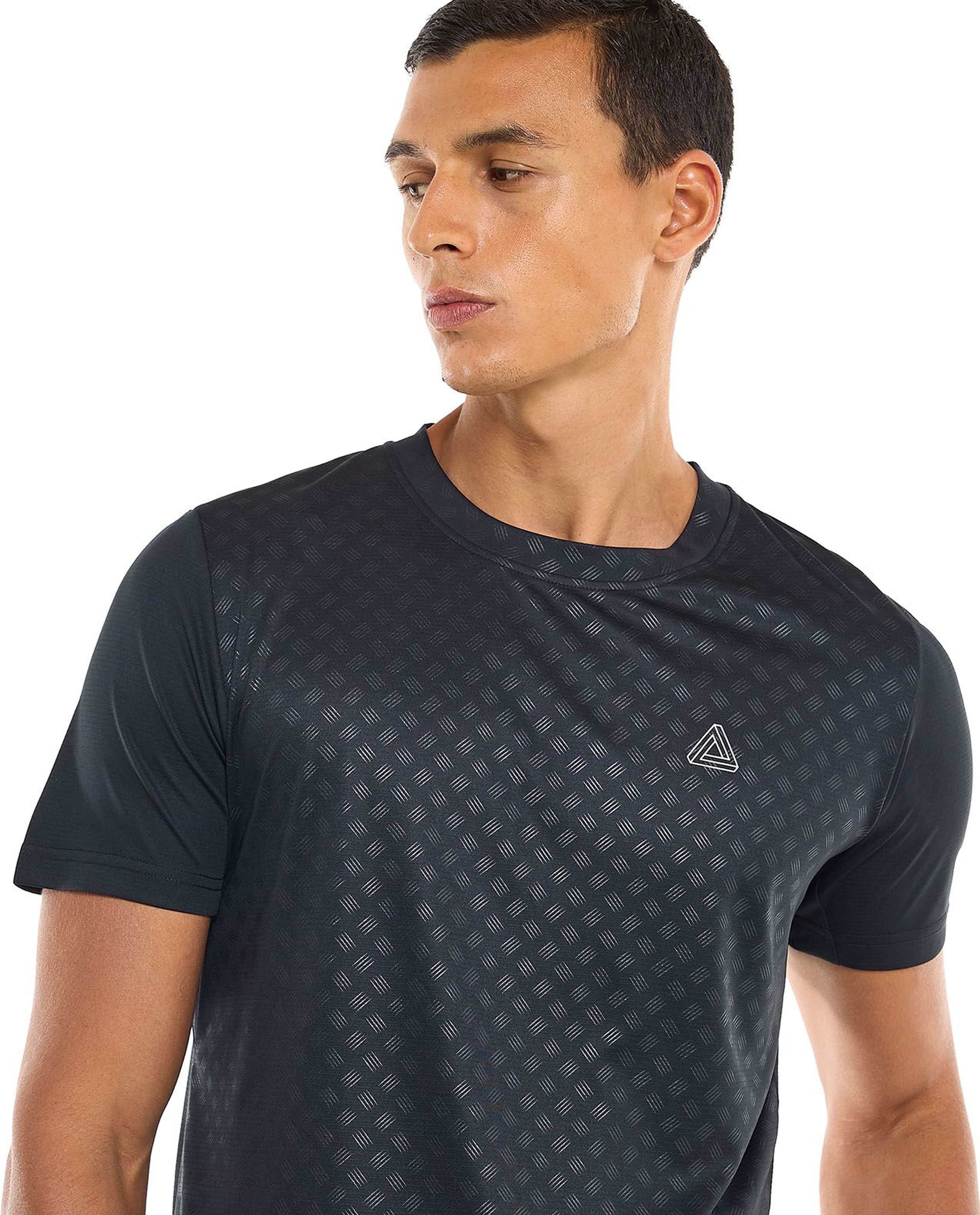 Patterned Active T-Shirt with Crew Neck and Short Sleeves