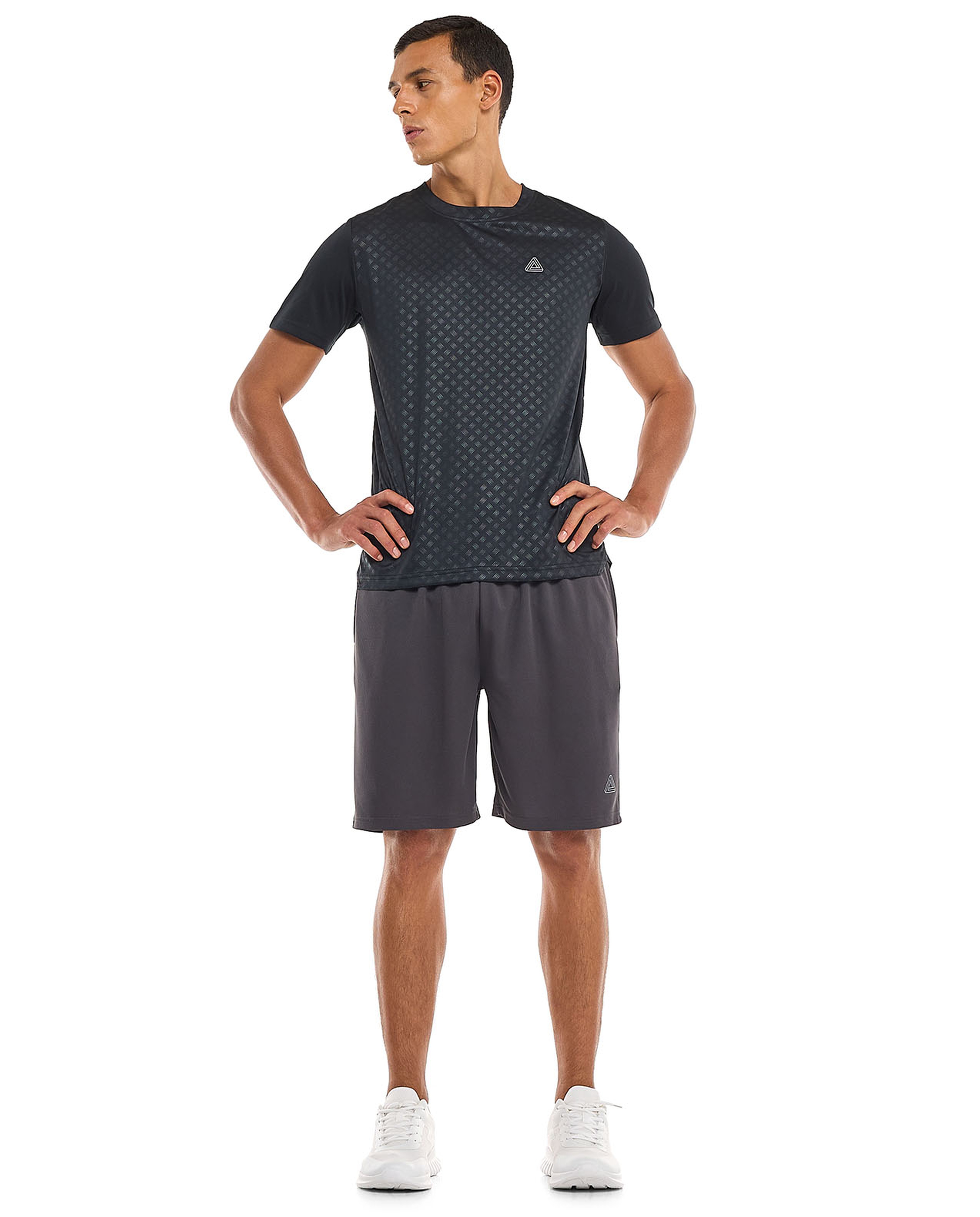 Patterned Active T-Shirt with Crew Neck and Short Sleeves