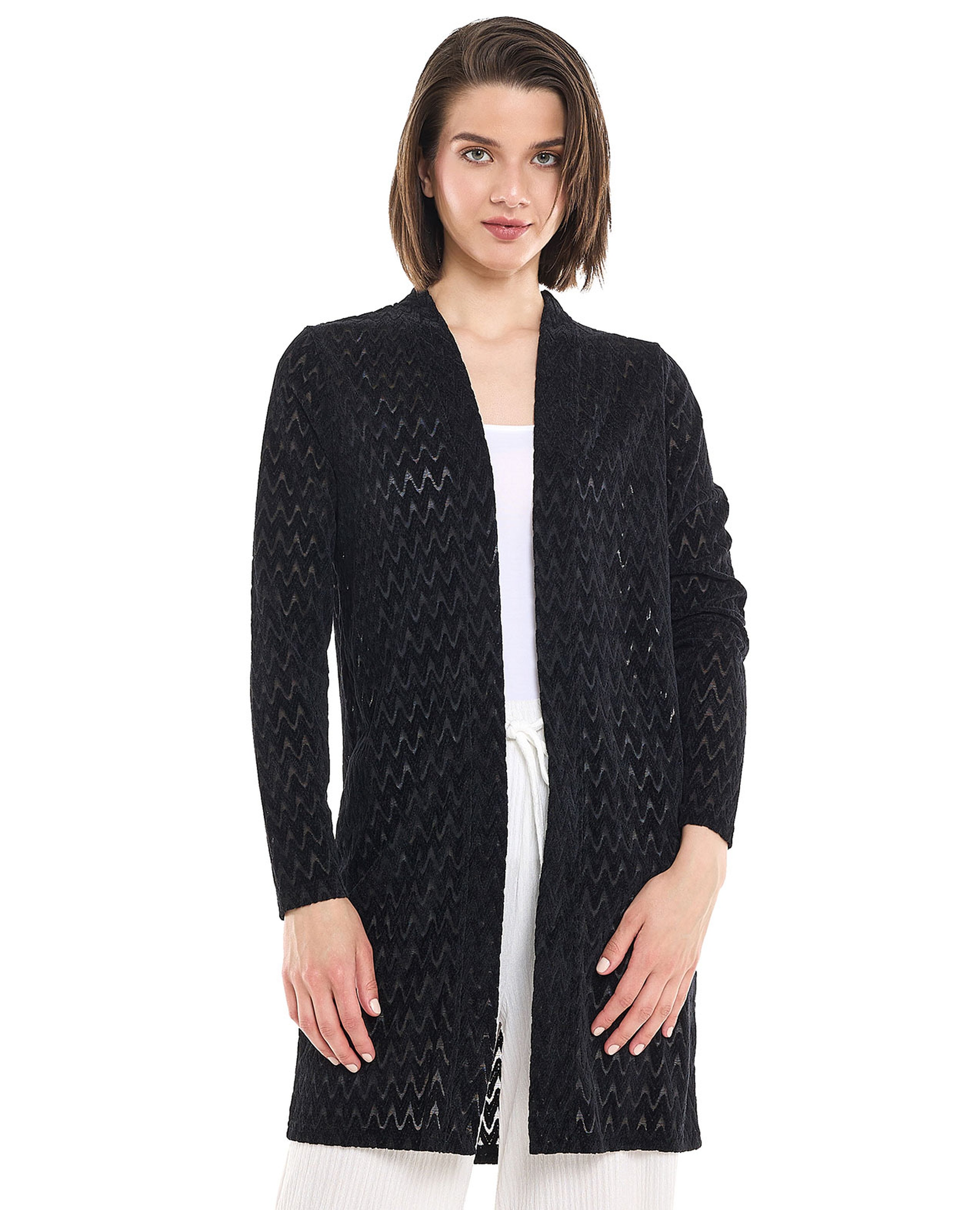 Self Patterned Long Sleeves Kimono