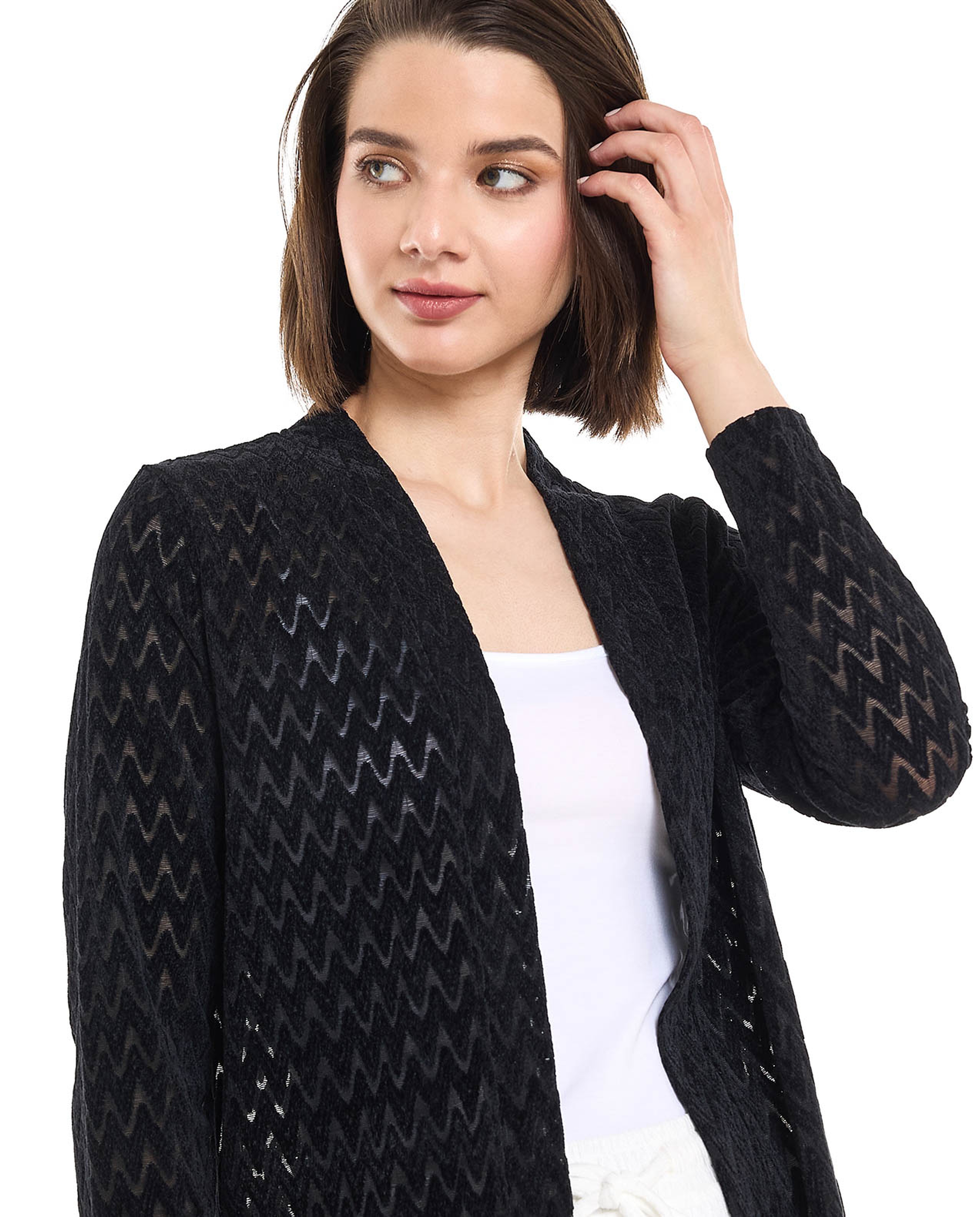 Self Patterned Long Sleeves Kimono