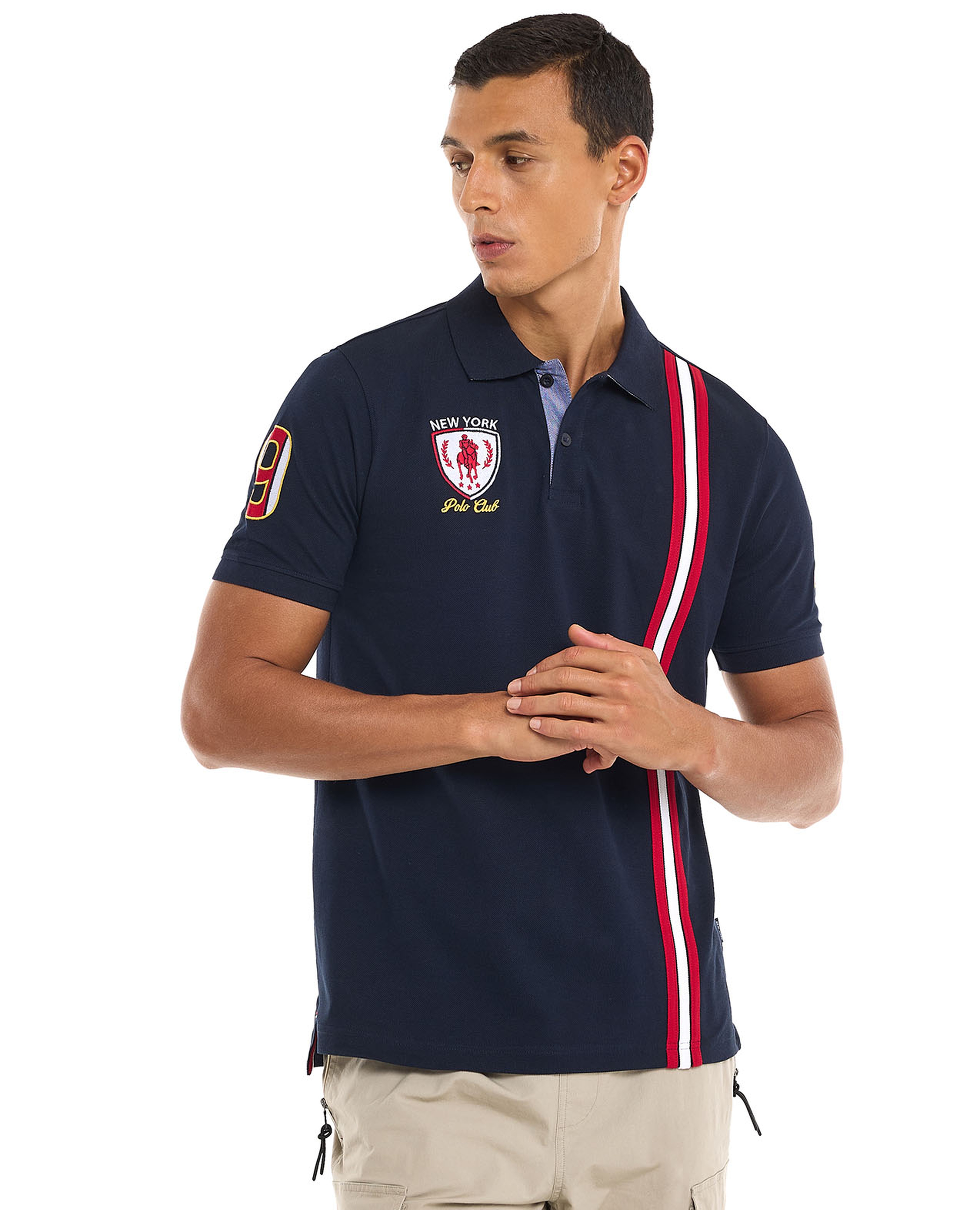 Embroidered Polo T-Shirt with Short Sleeves