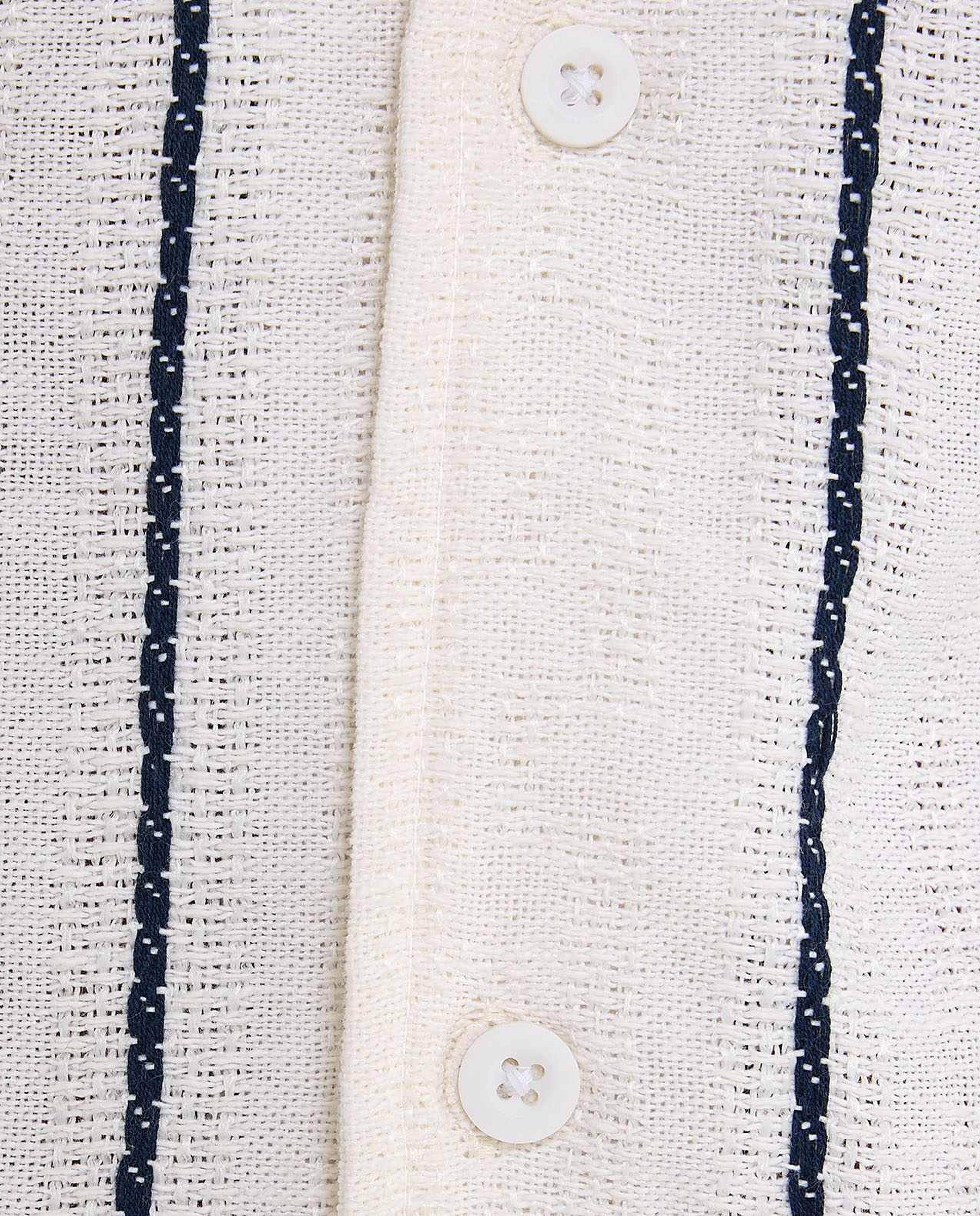 Striped Shirt with Revere Collar and Short Sleeves