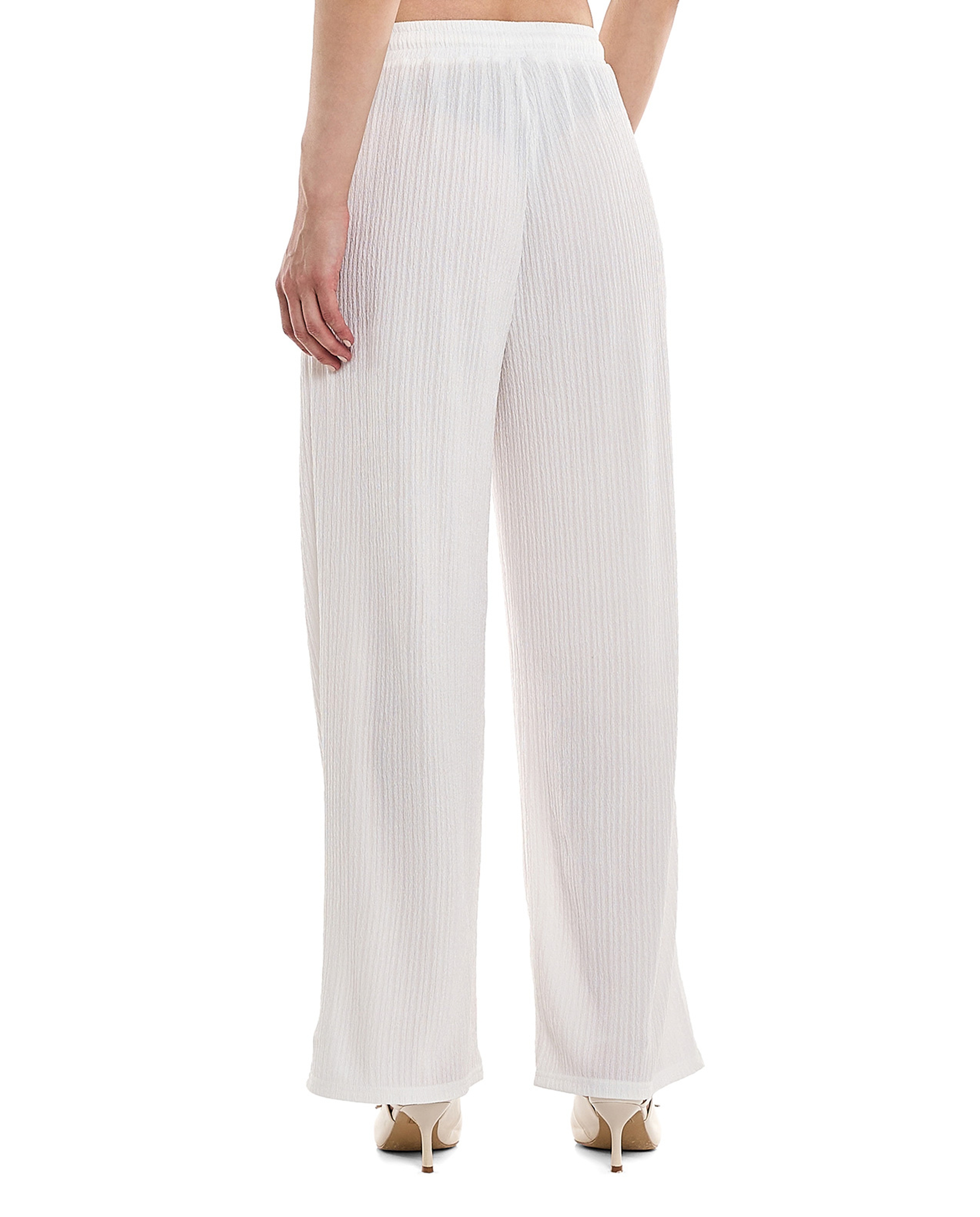 Textured Straight Fit Pants with Drawstring Closure