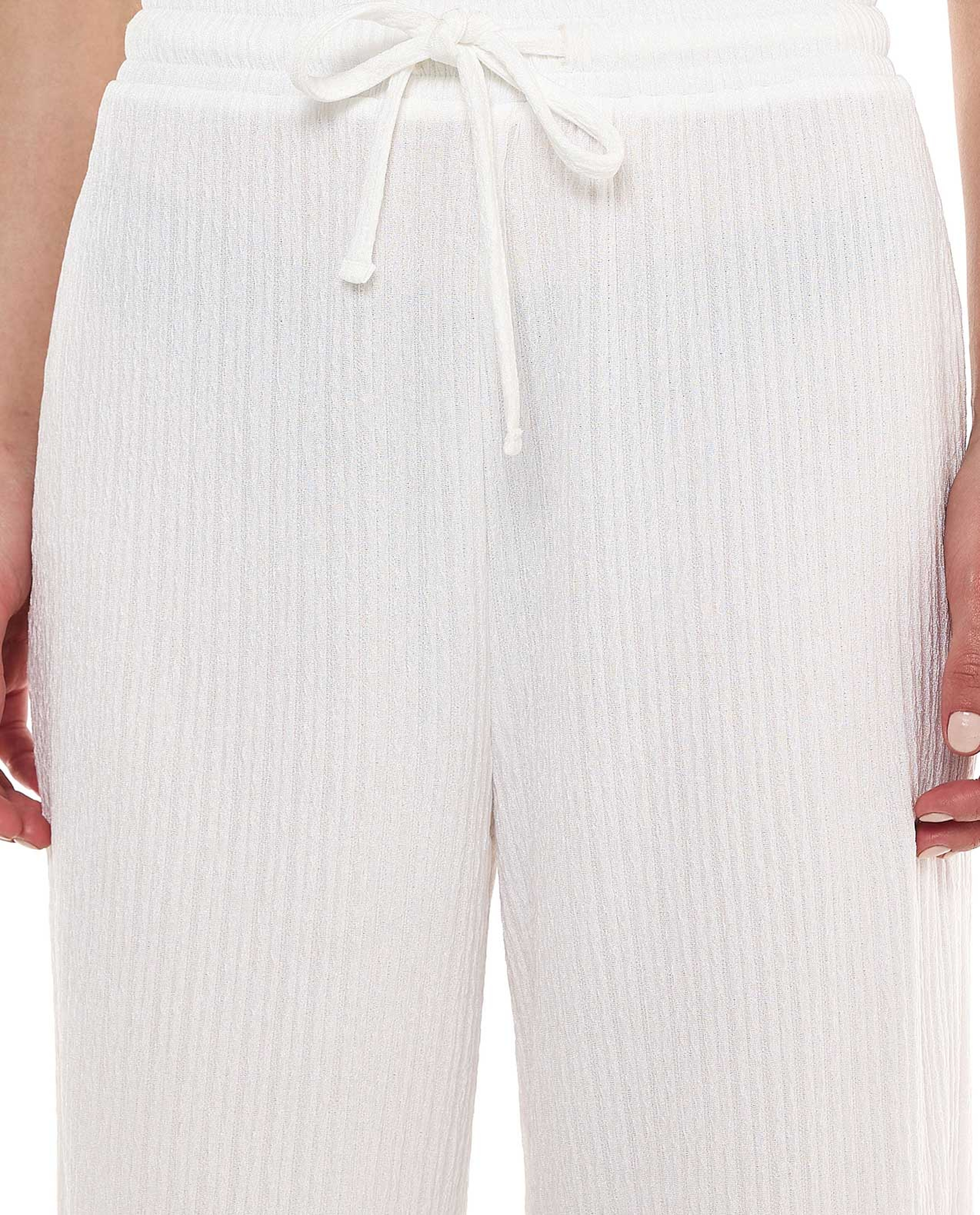 Textured Straight Fit Pants with Drawstring Closure