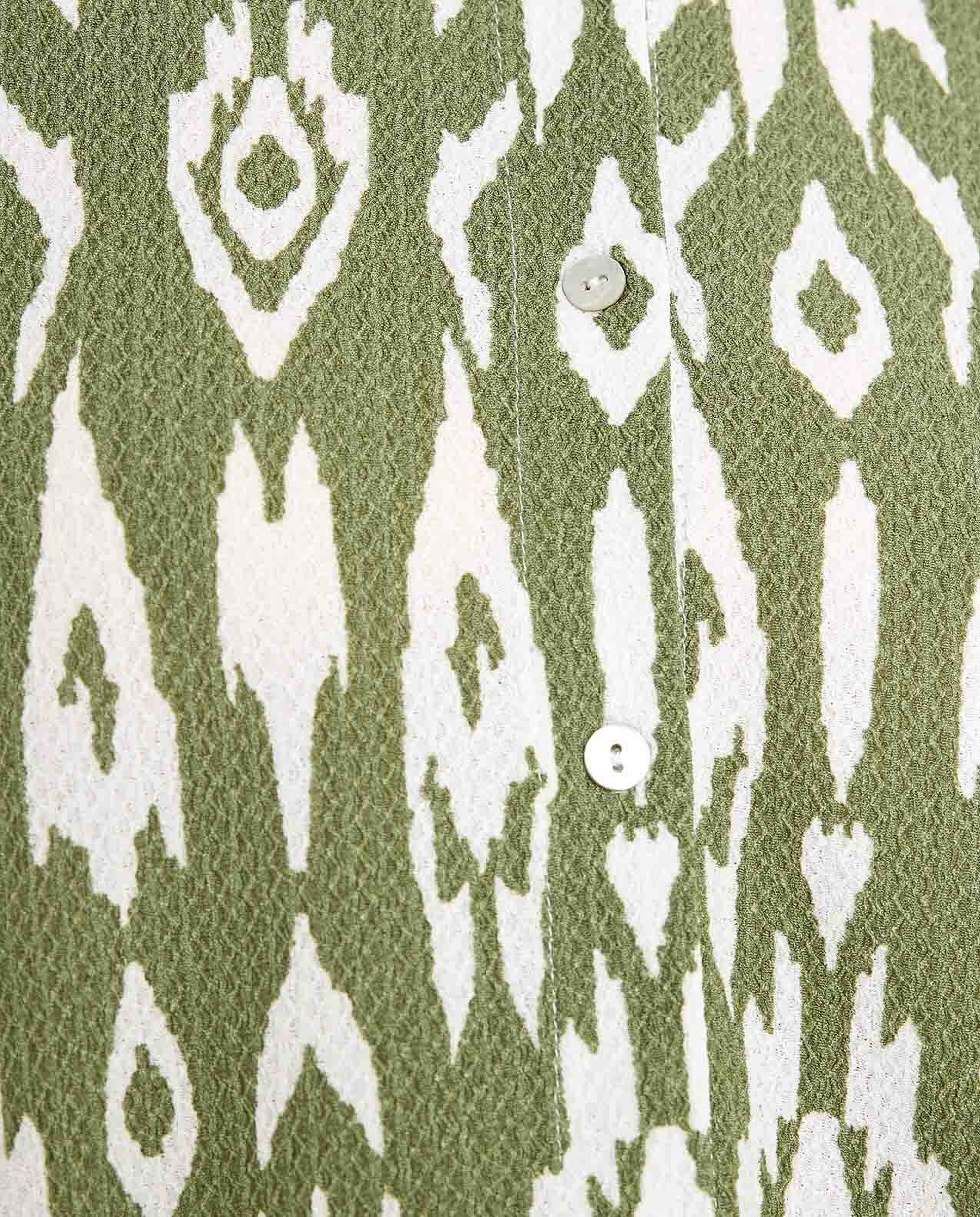 Patterned Tunic with Classic Collar and Long Sleeves