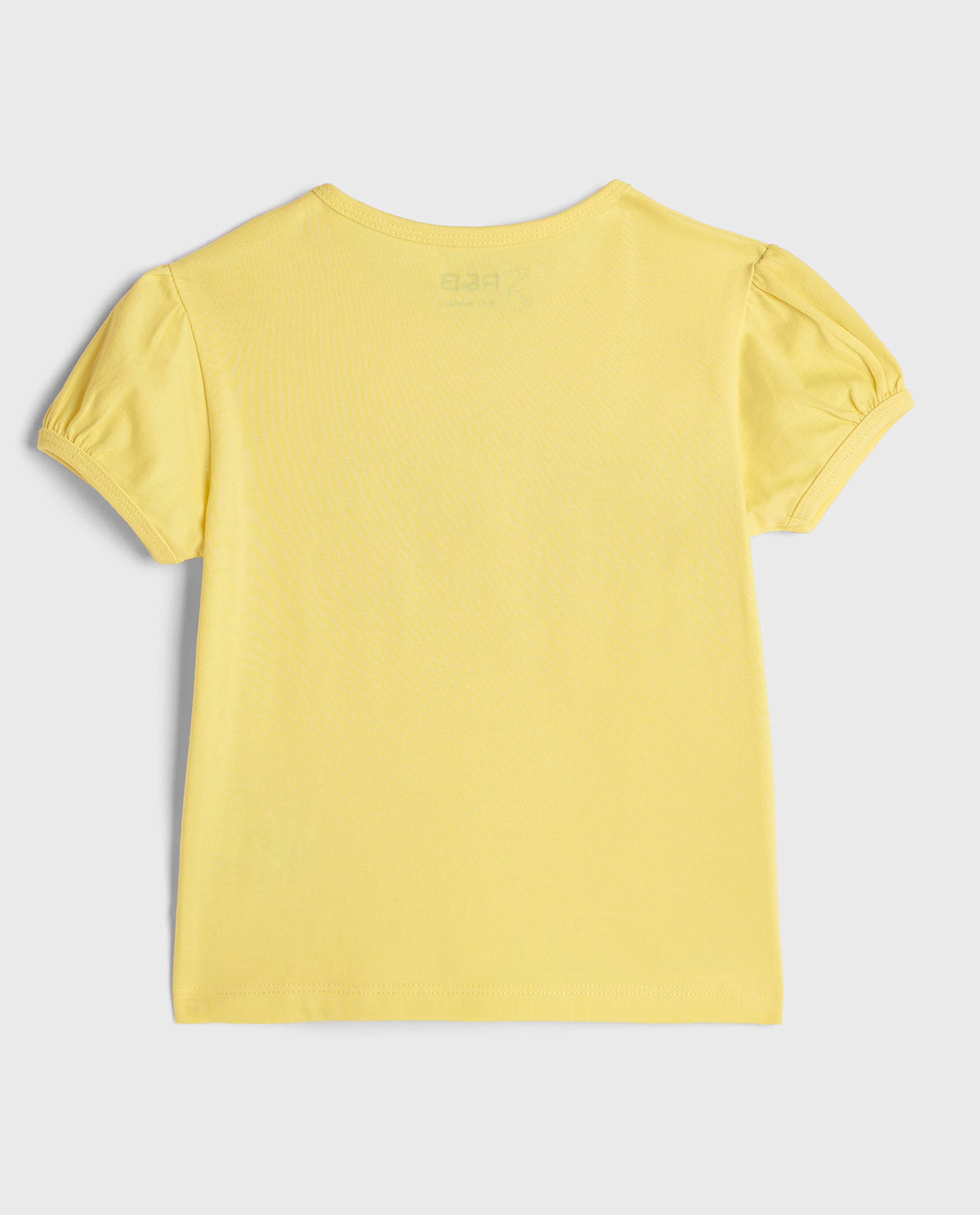 Printed Top with Crew Neck and Puff Sleeves