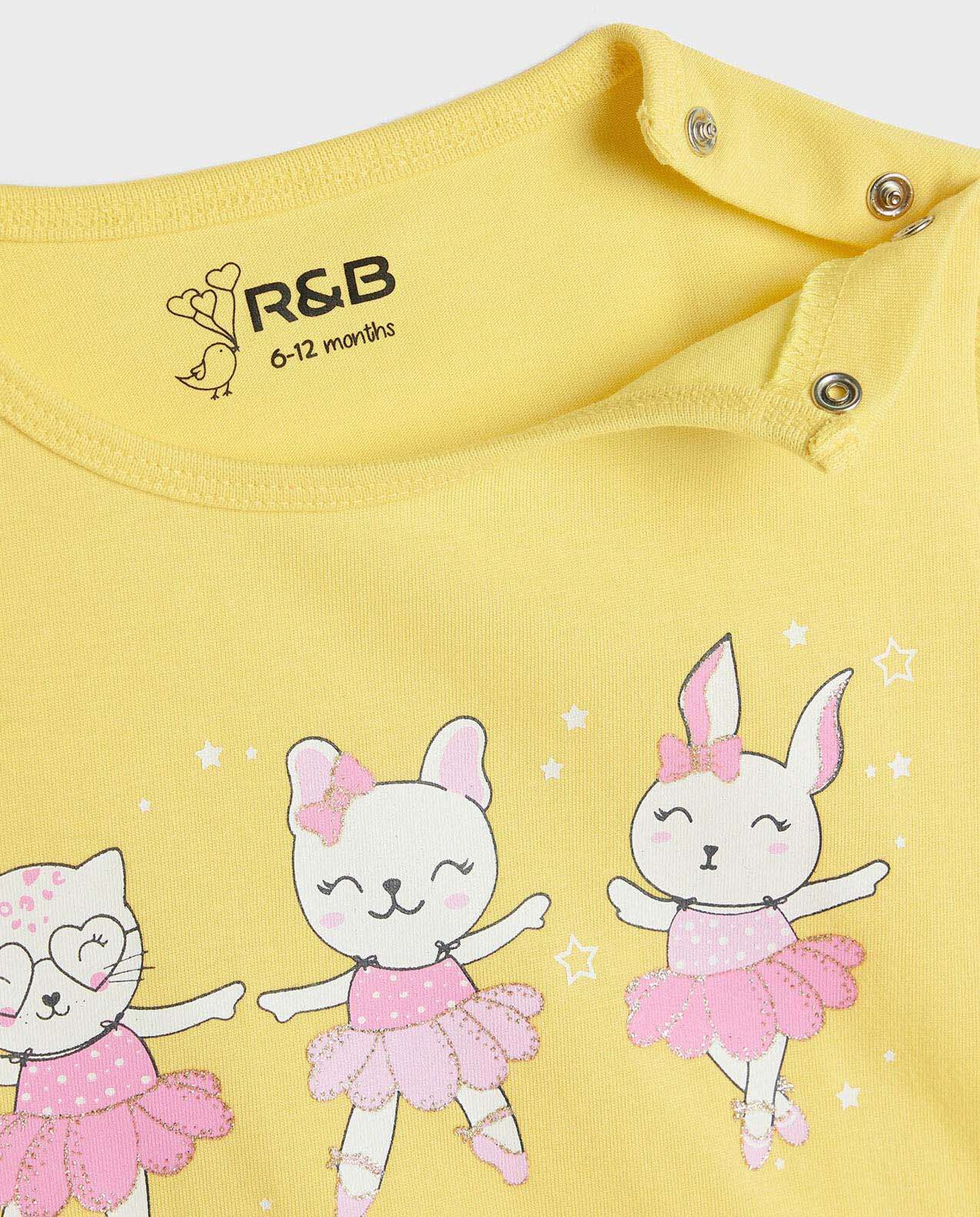 Printed Top with Crew Neck and Puff Sleeves