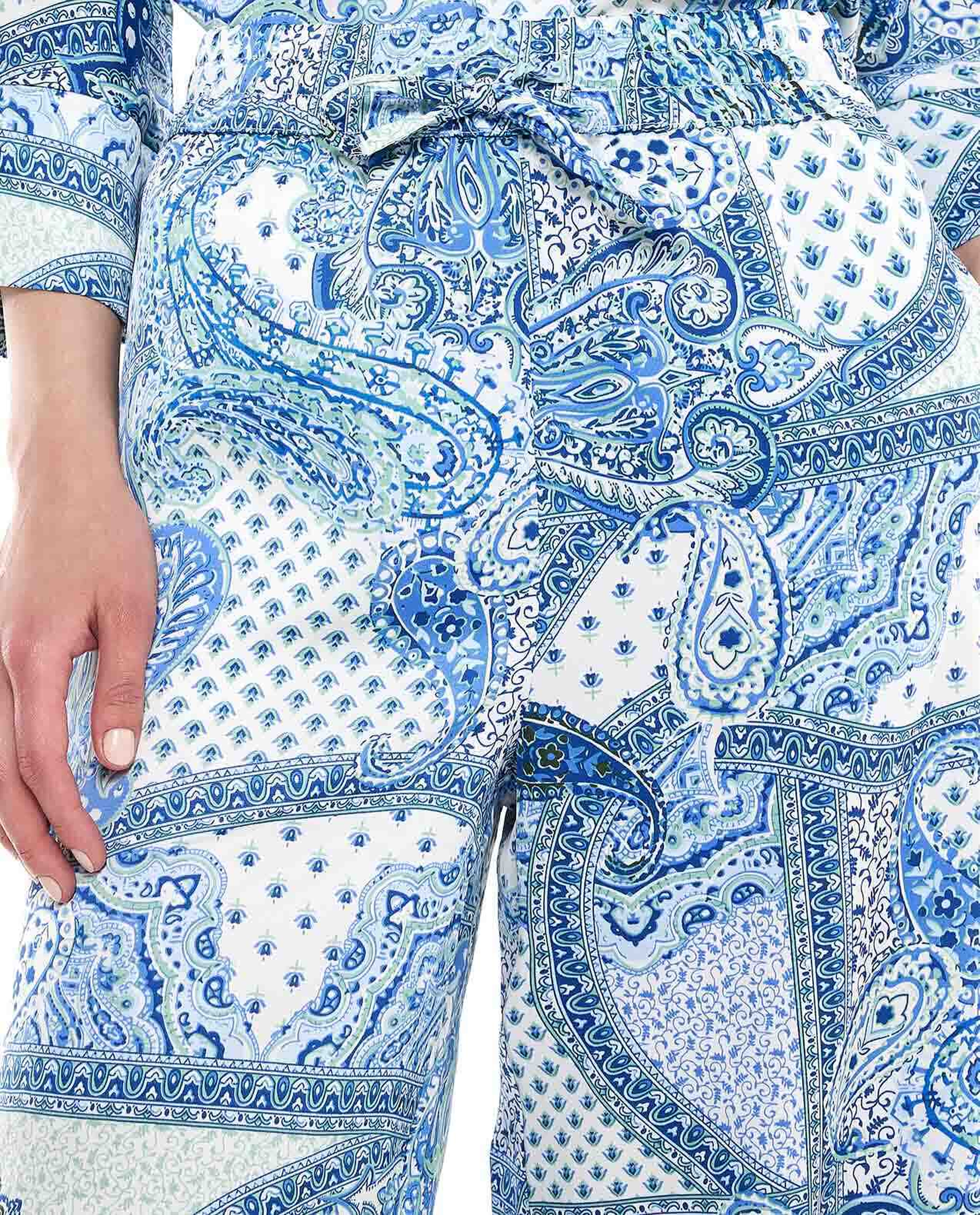 Patterned Wide Leg Pants with Drawstring Waist