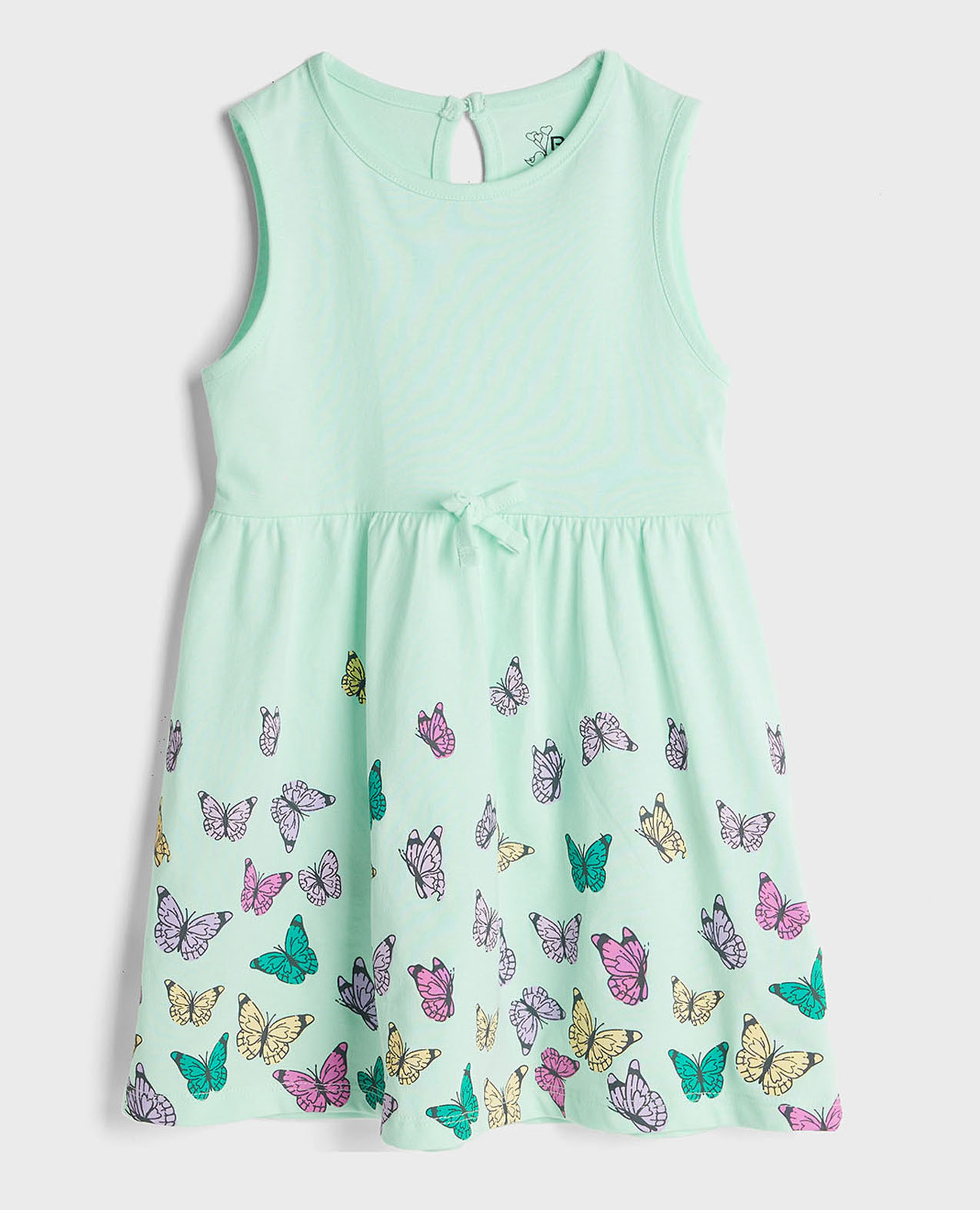 Printed Sleeveless Dress with Crew Neck