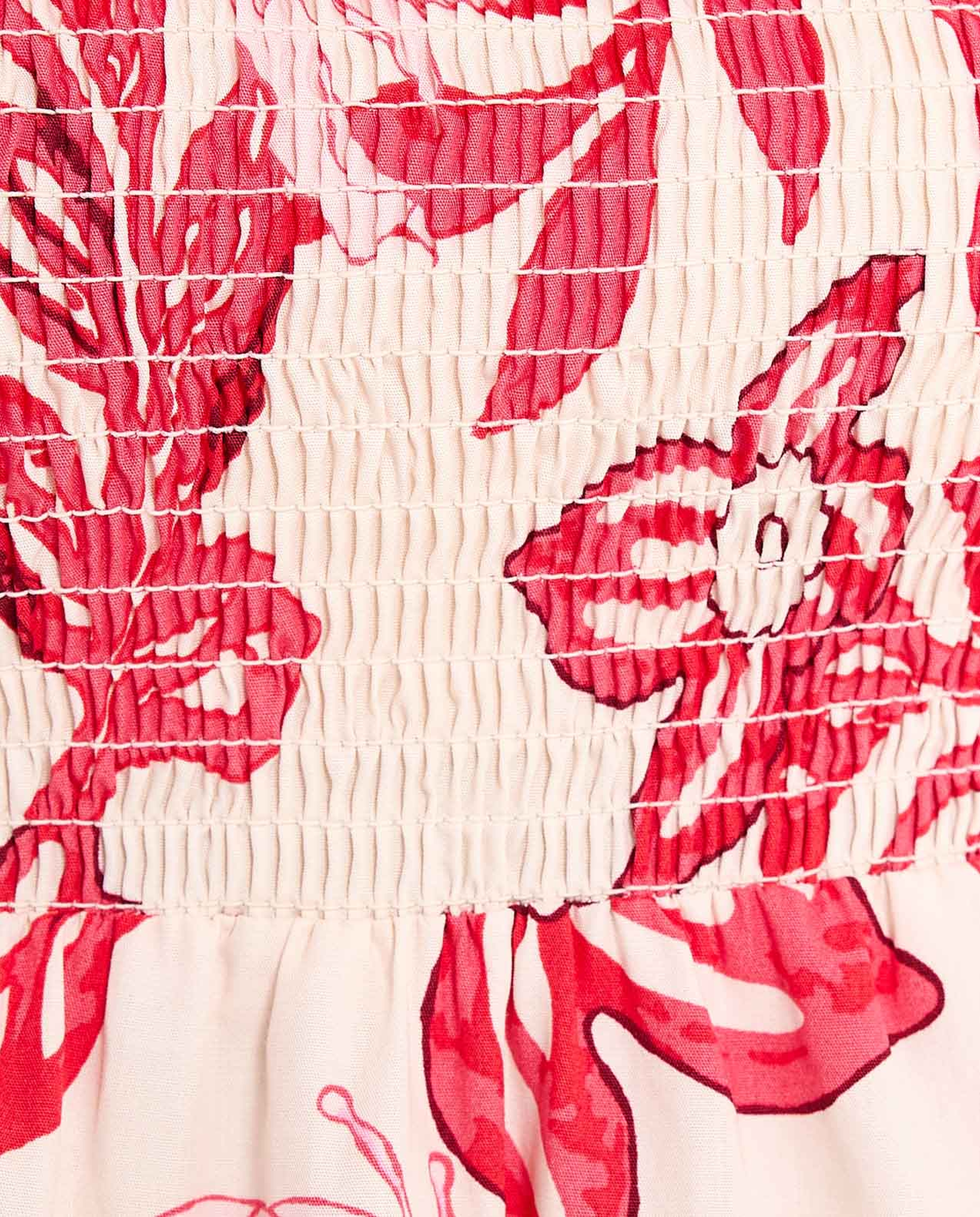 Printed Midi Dress with Square Neck and Puff Sleeves