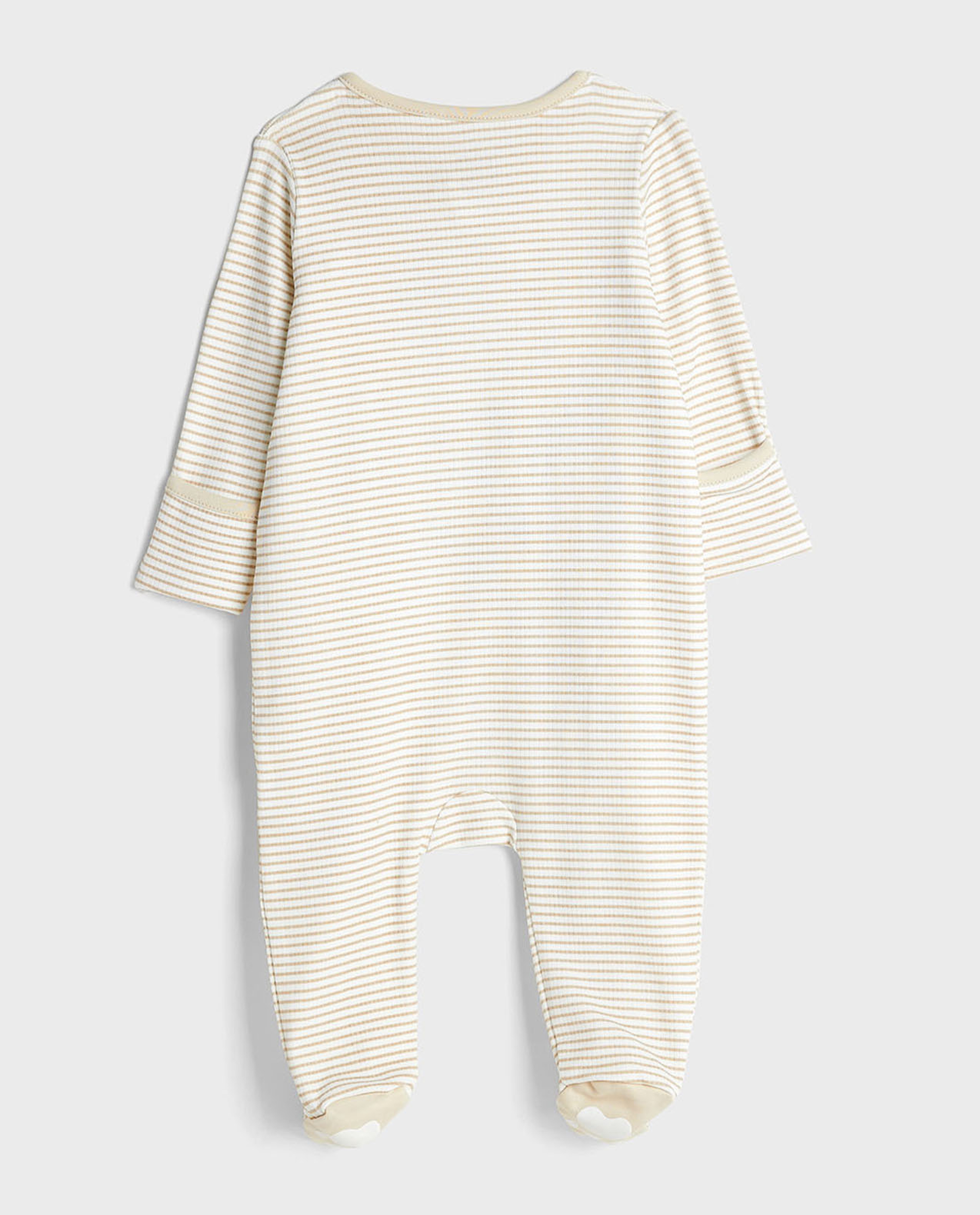 Embroidered Sleepsuit with Crew Neck and Long Sleeves