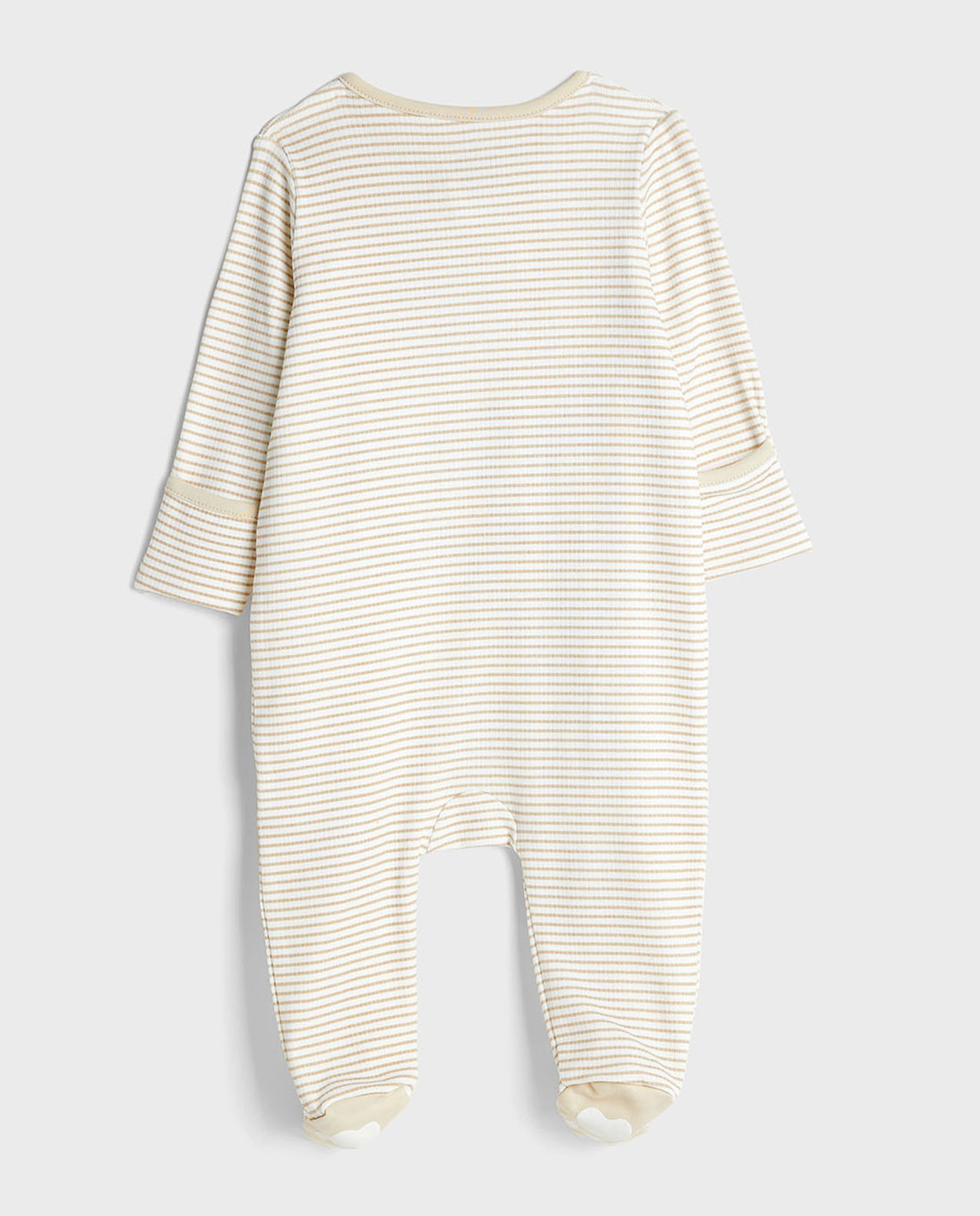 Embroidered Sleepsuit with Crew Neck and Long Sleeves