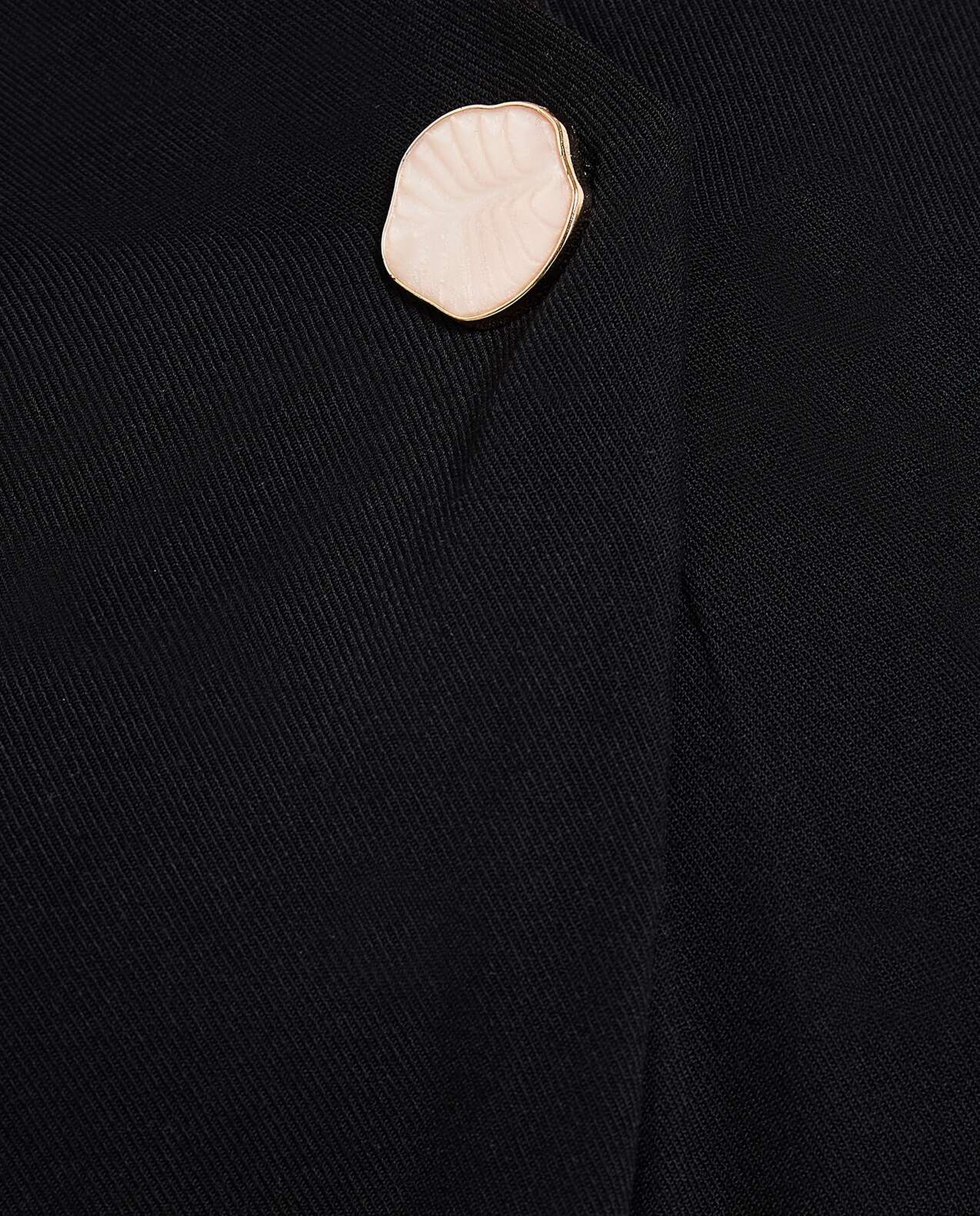 Button Detail Top with Stand Collar and Short Sleeves