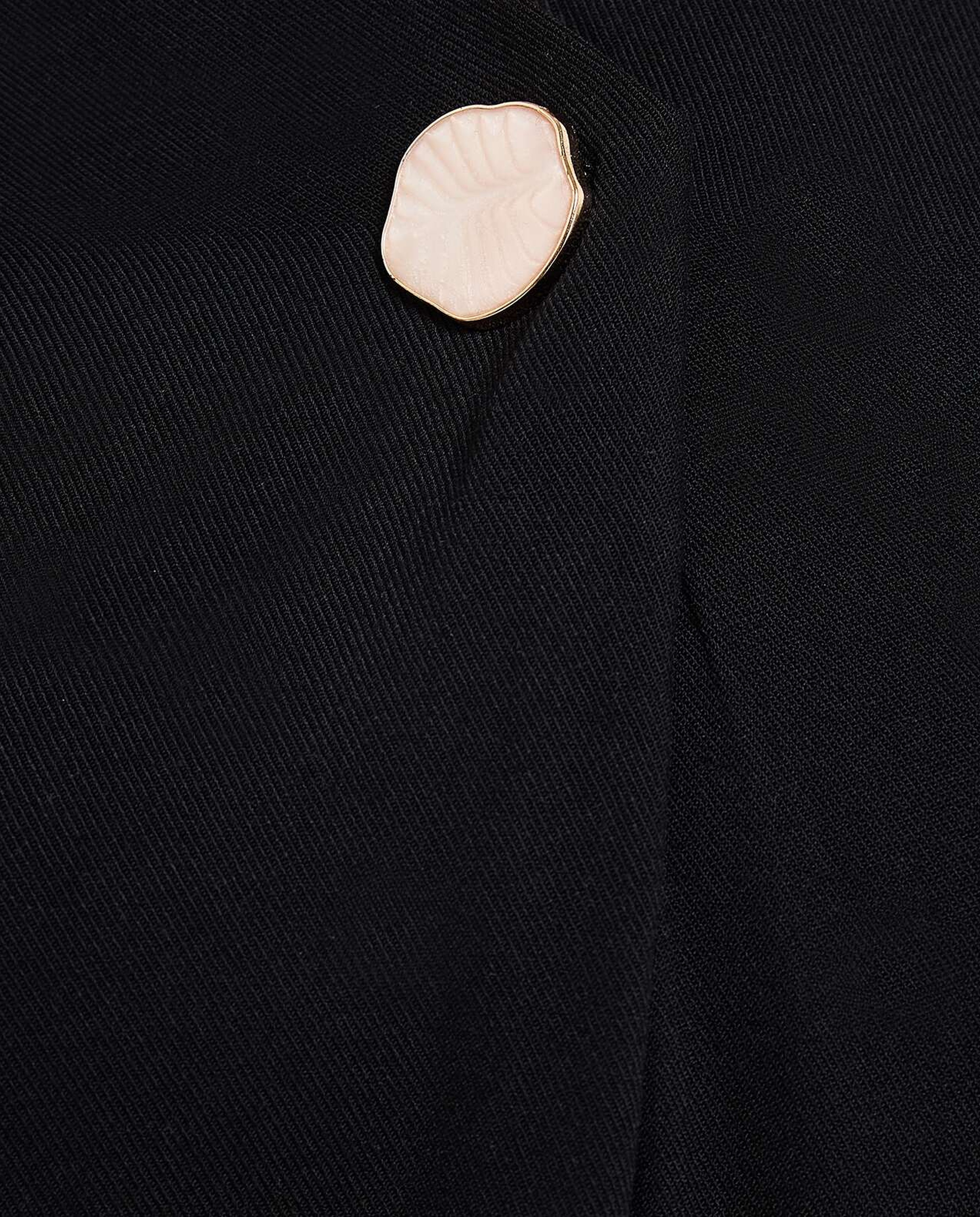 Button Detail Top with Stand Collar and Short Sleeves