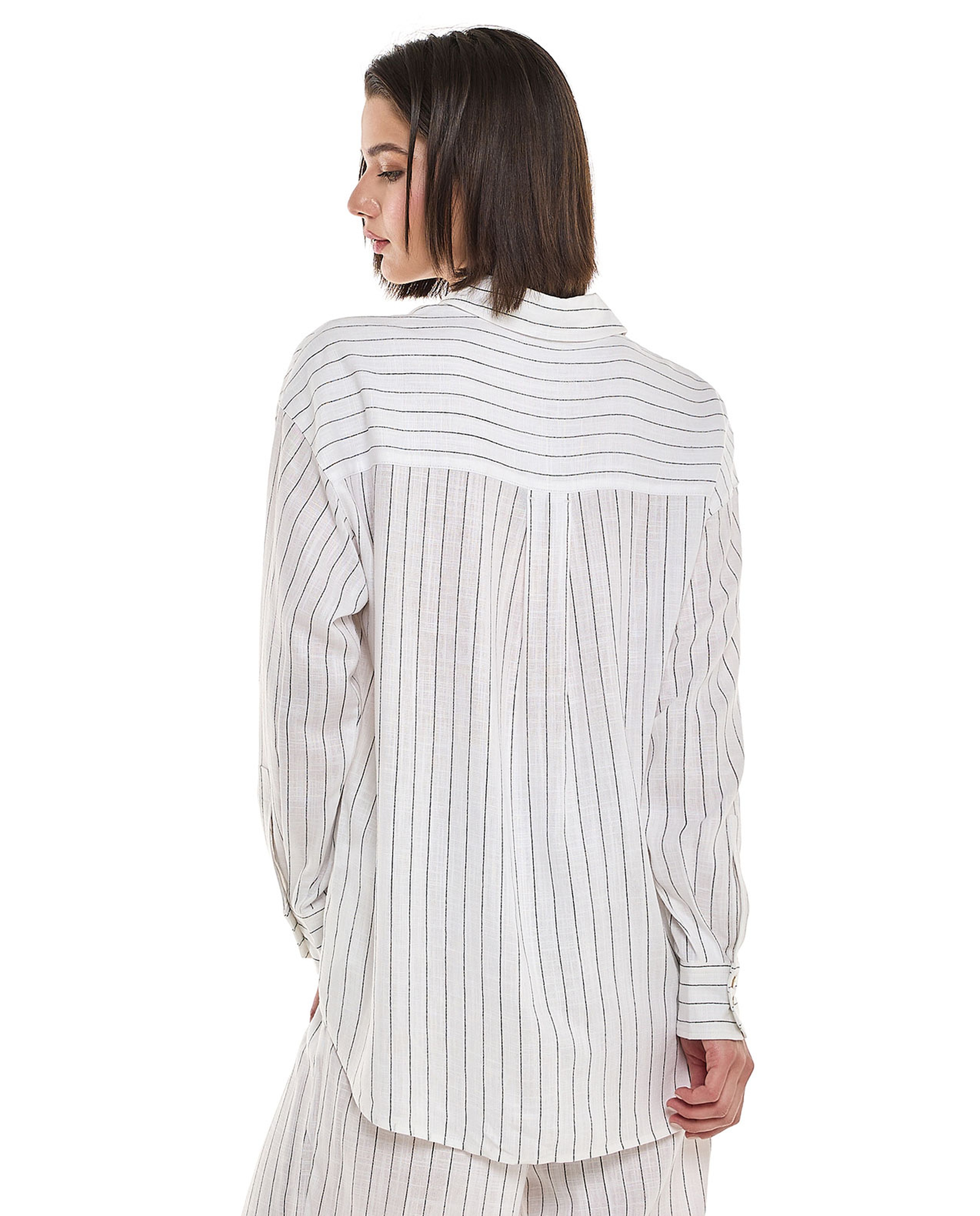 Striped Shirt with Classic Collar and Long Sleeves