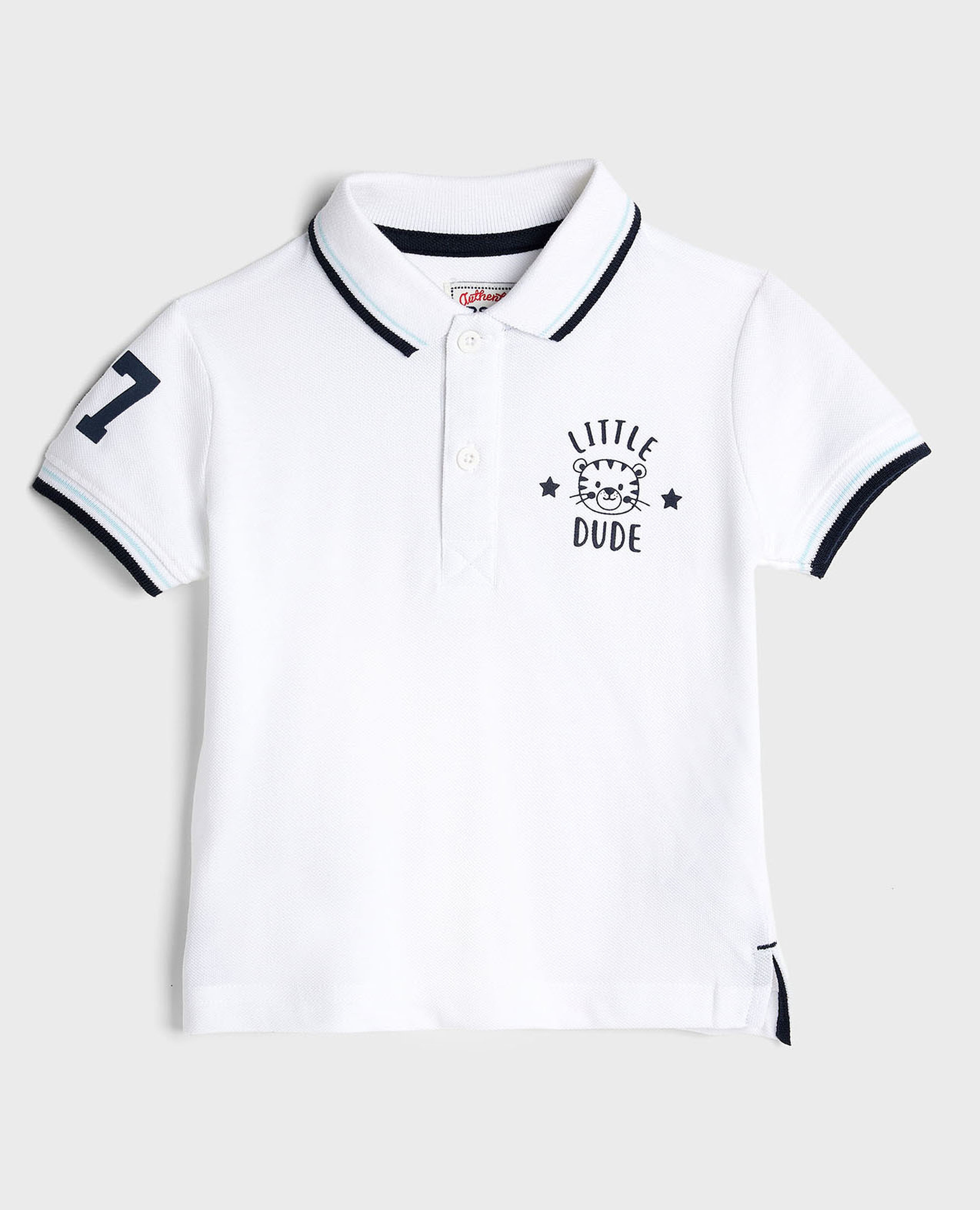 تيشيرت بولو بحافة متباينة وأكمام قصيرة