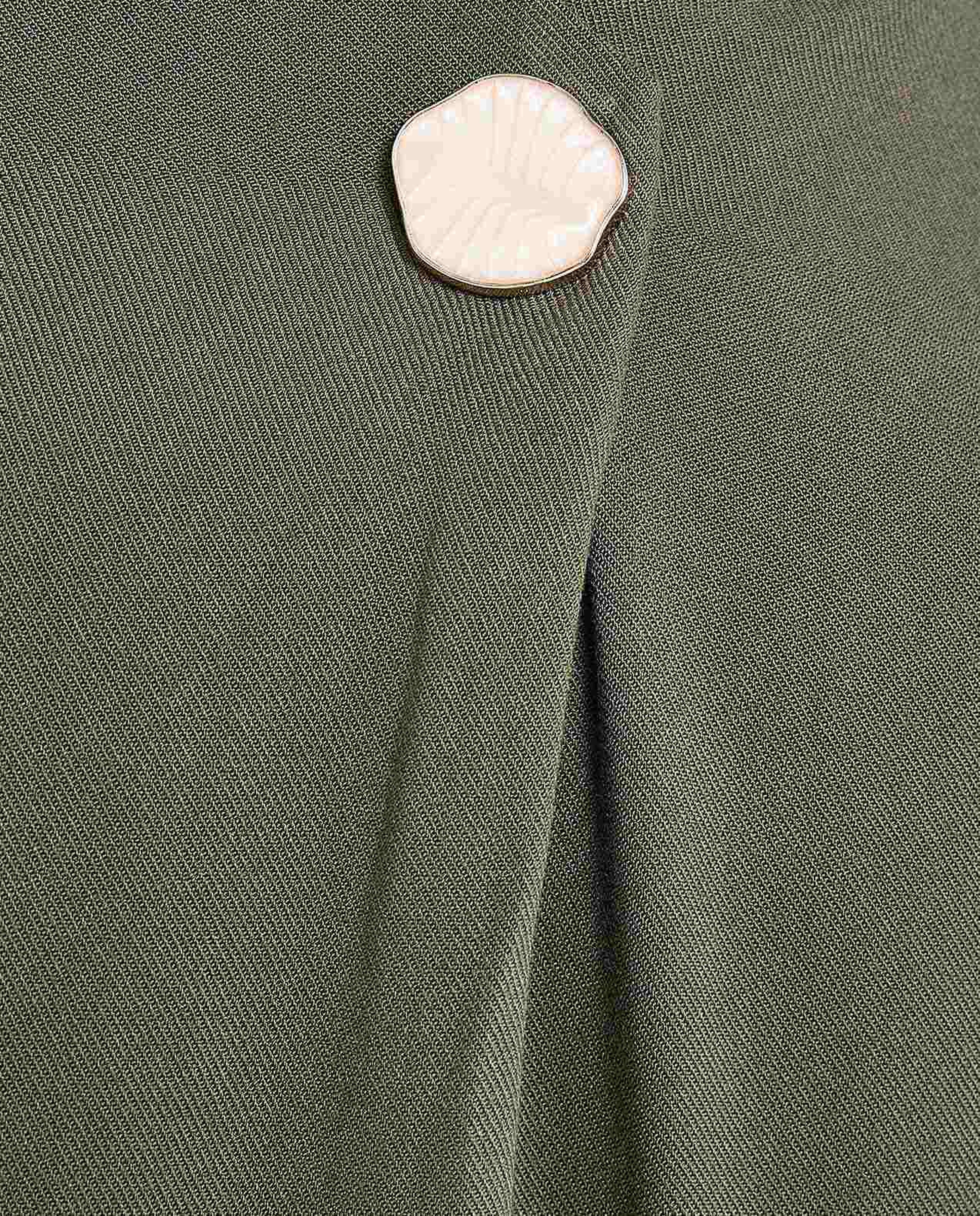 Button Detail Top with Stand Collar and Short Sleeves
