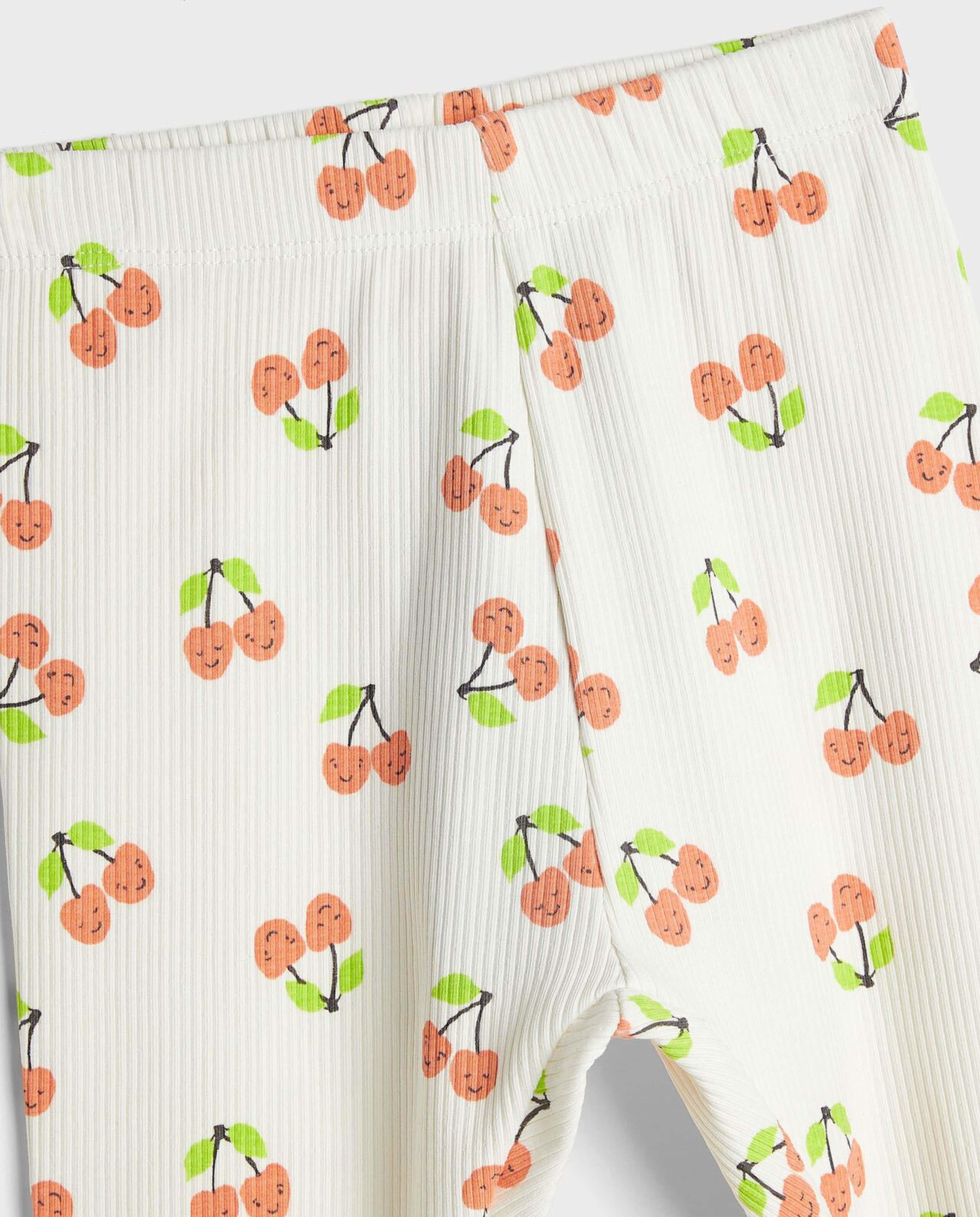 Cherry Printed Leggings with Elastic Waist