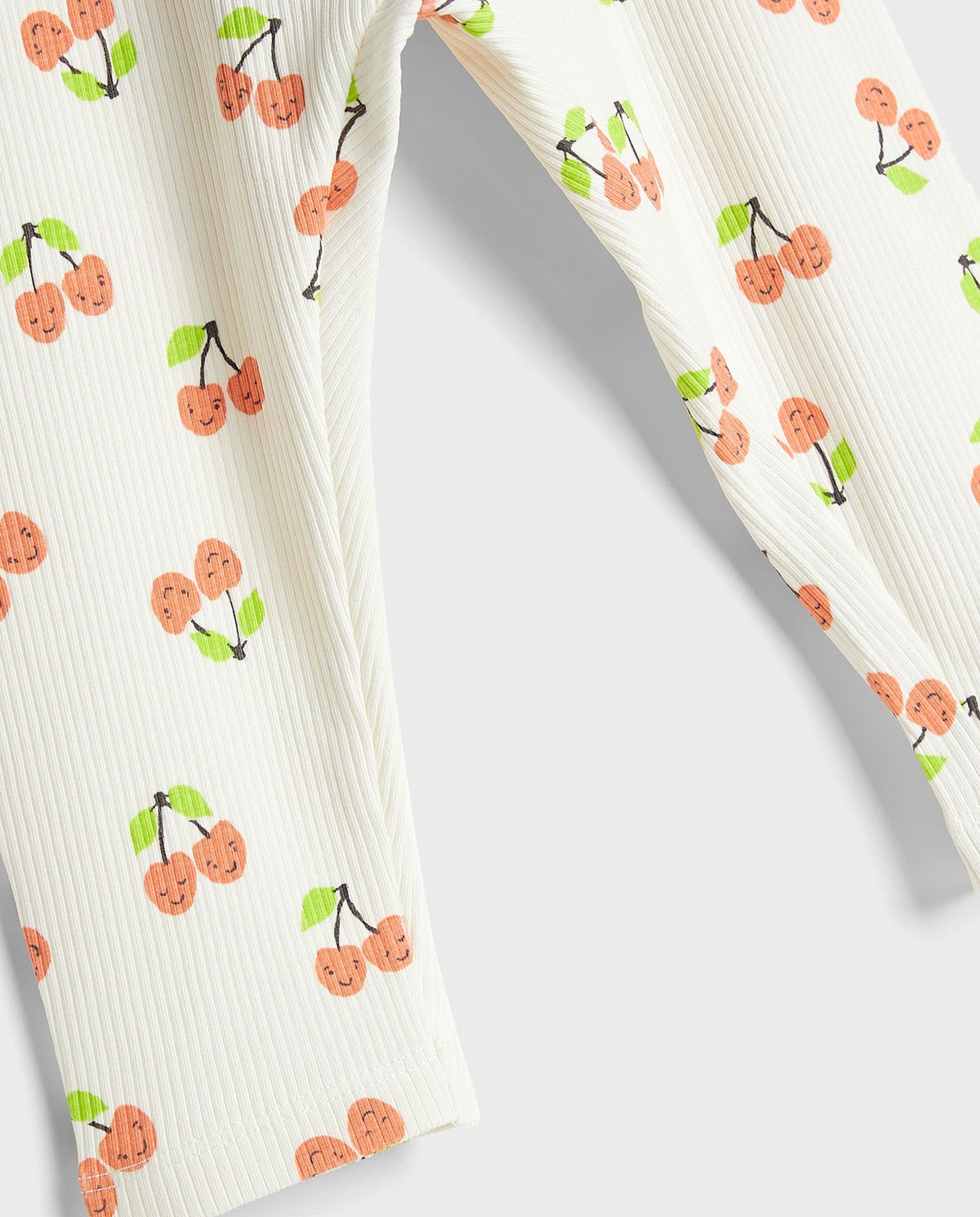 Cherry Printed Leggings with Elastic Waist