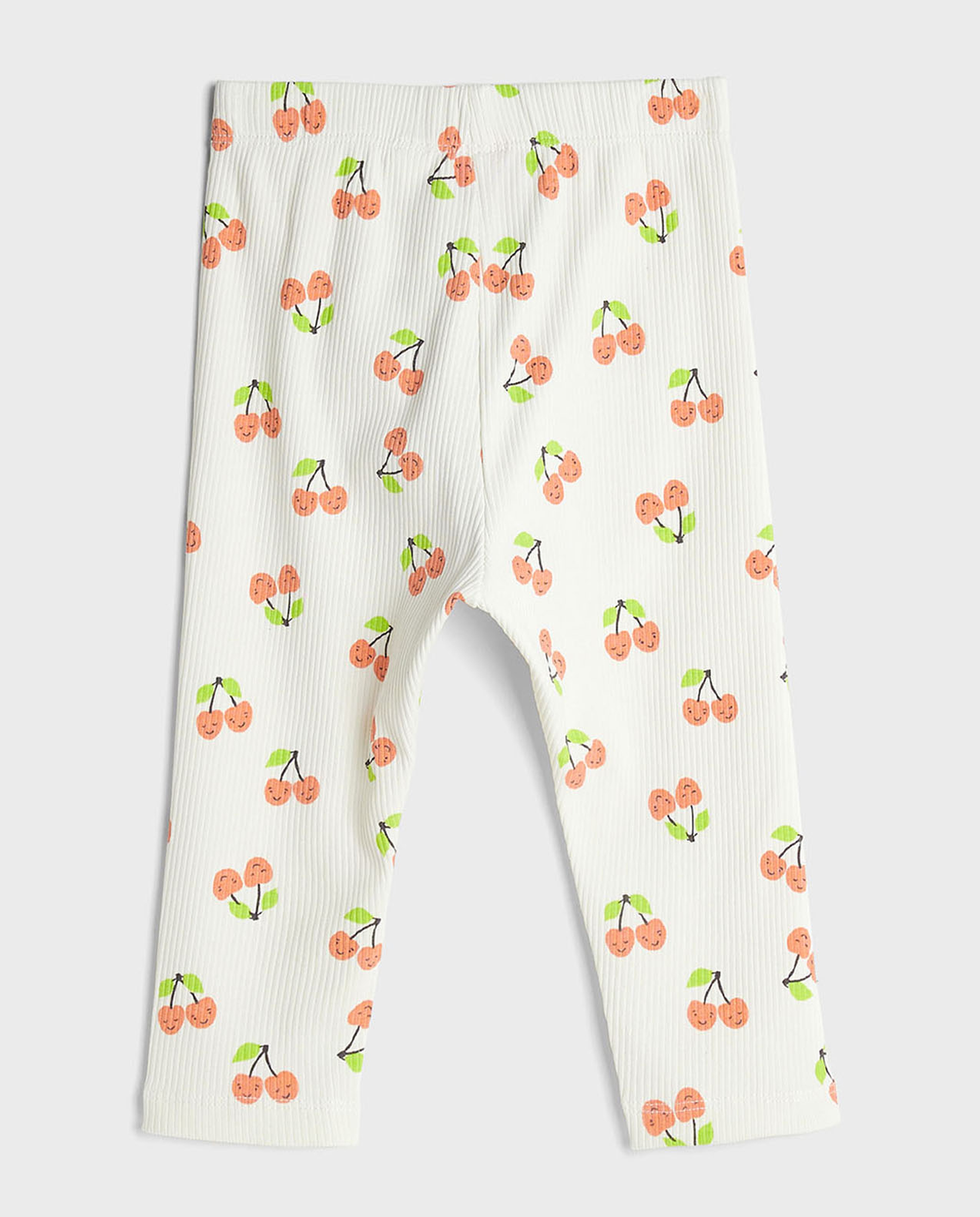 Cherry Printed Leggings with Elastic Waist
