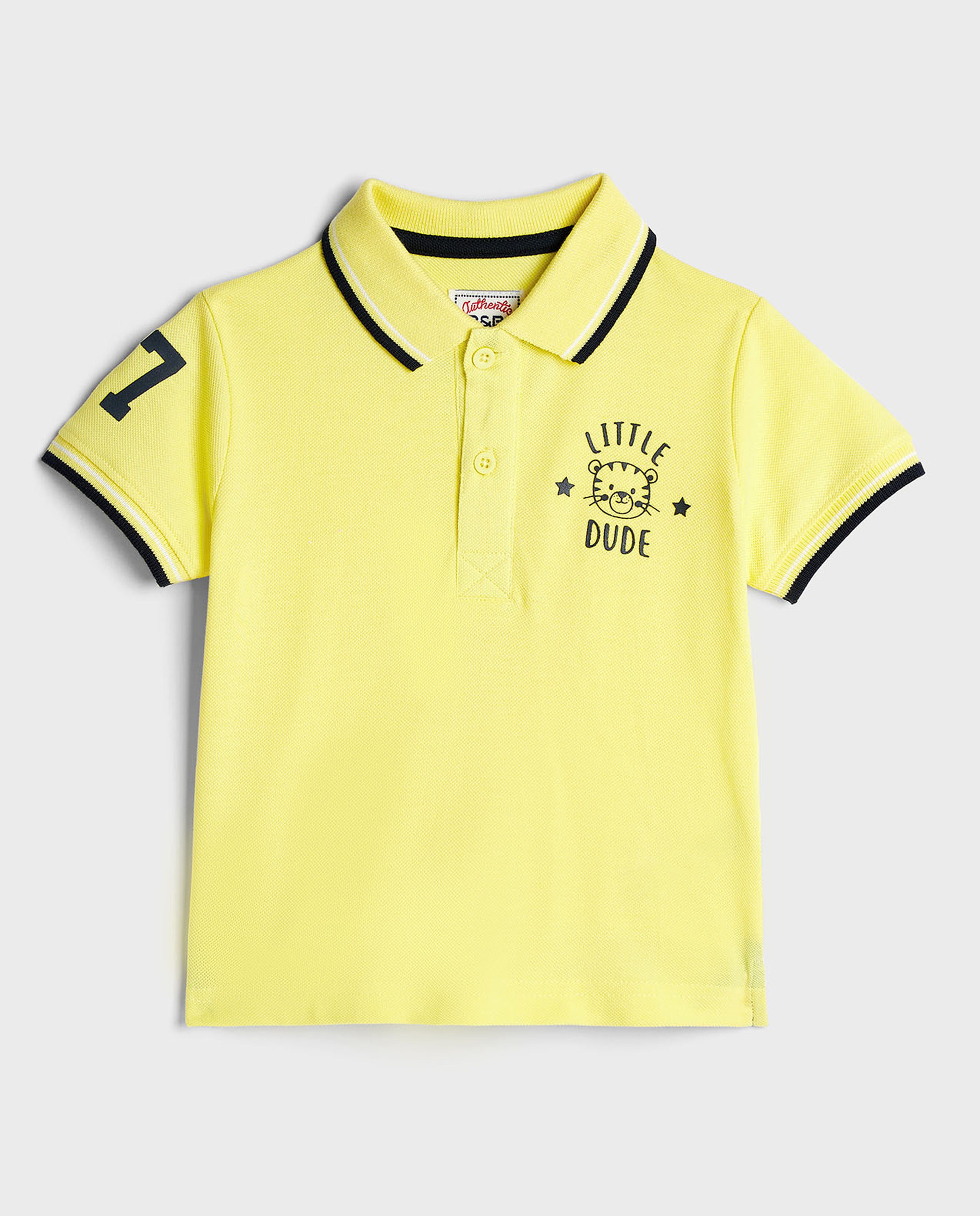 Contrast Trim Polo T-Shirt with Short Sleeves