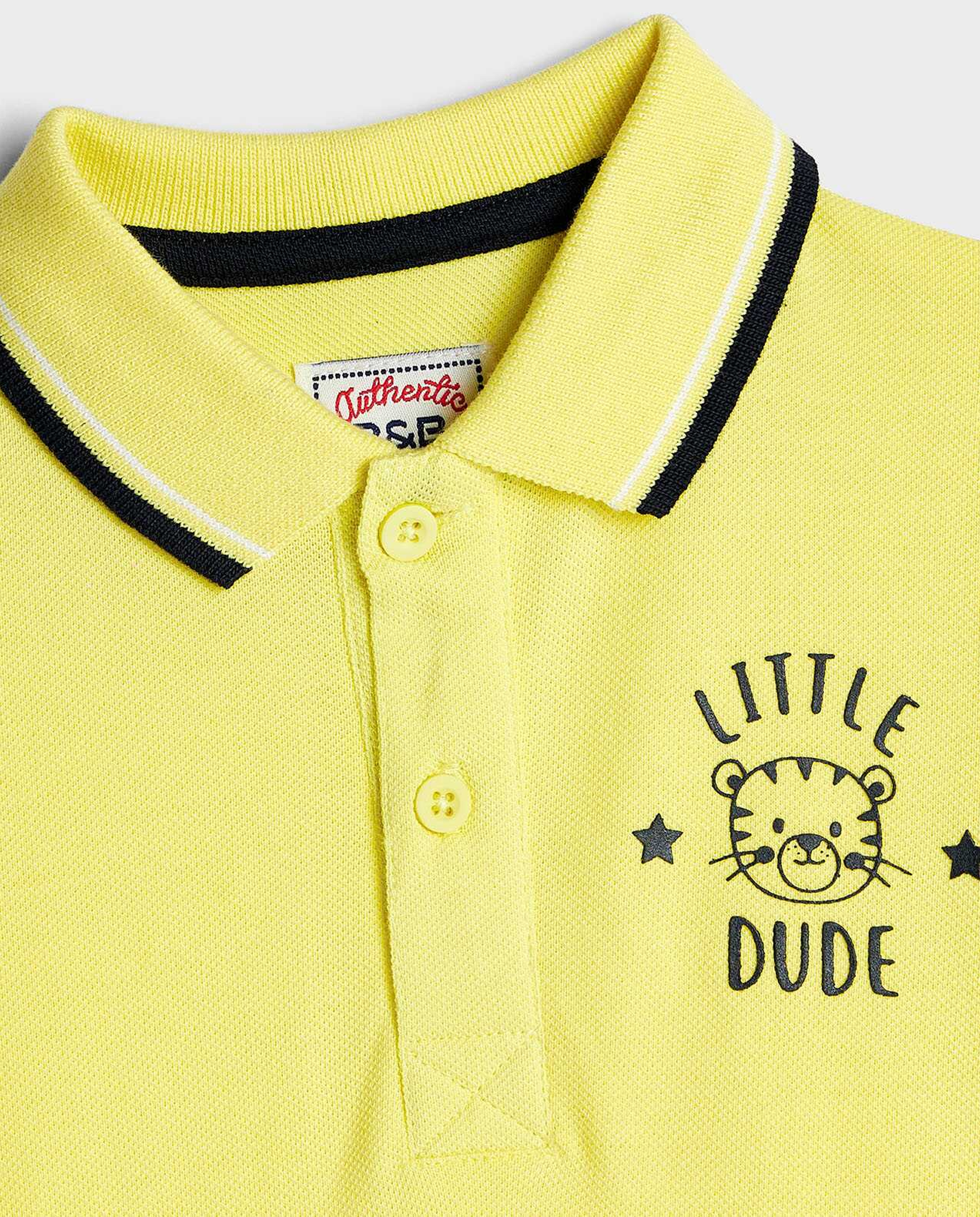 Contrast Trim Polo T-Shirt with Short Sleeves