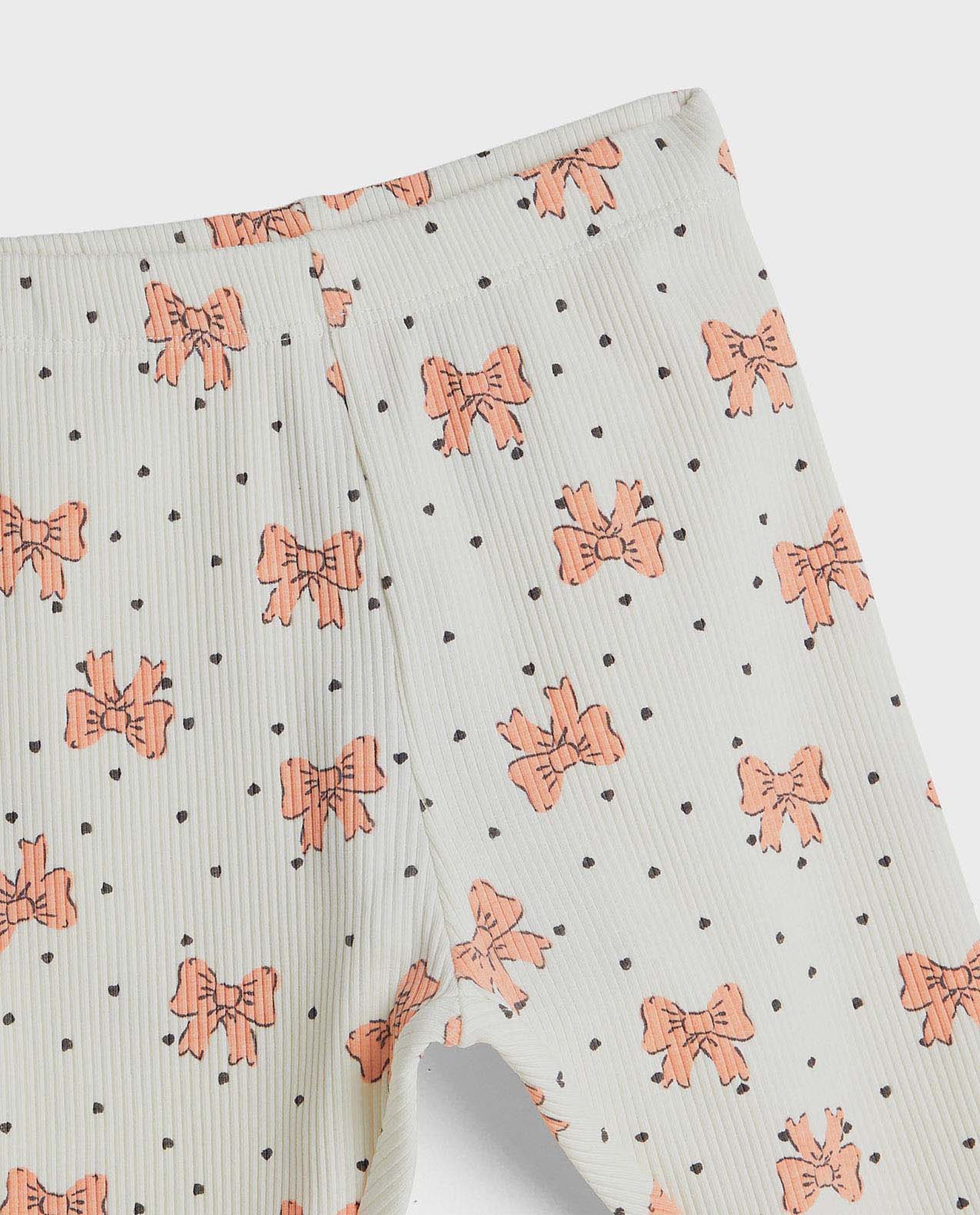 Bow Printed Leggings with Elastic Waist
