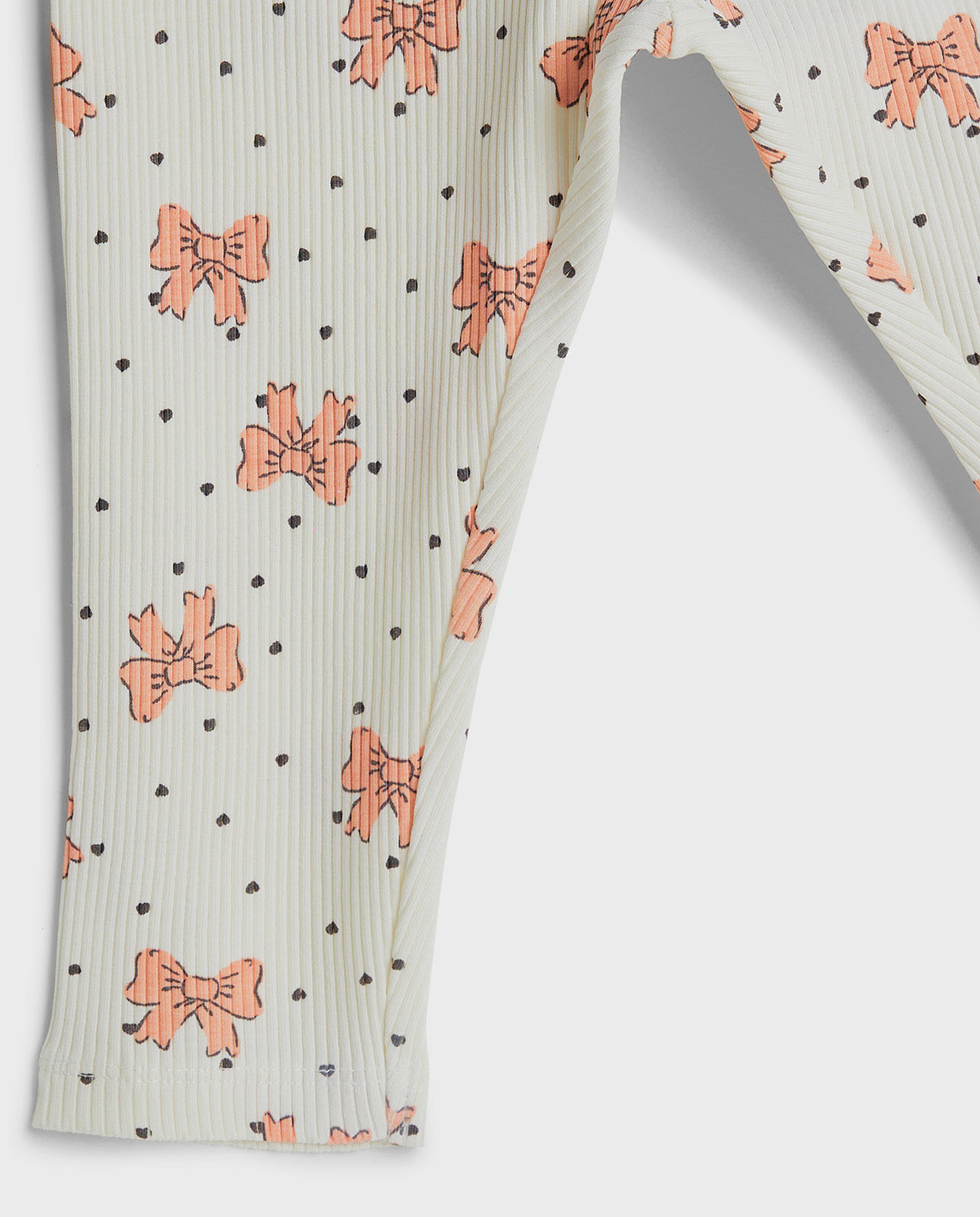 Bow Printed Leggings with Elastic Waist